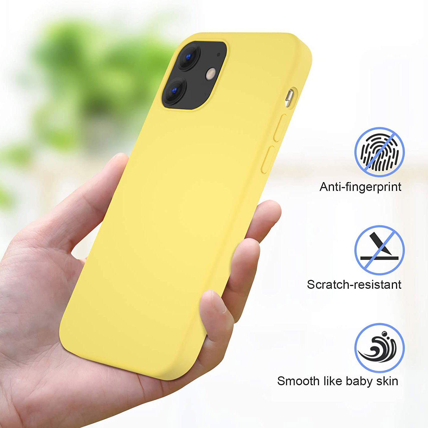 Liquid Silicone Case For Apple iPhone 12 Mini Luxury Thin Phone Cover Yellow