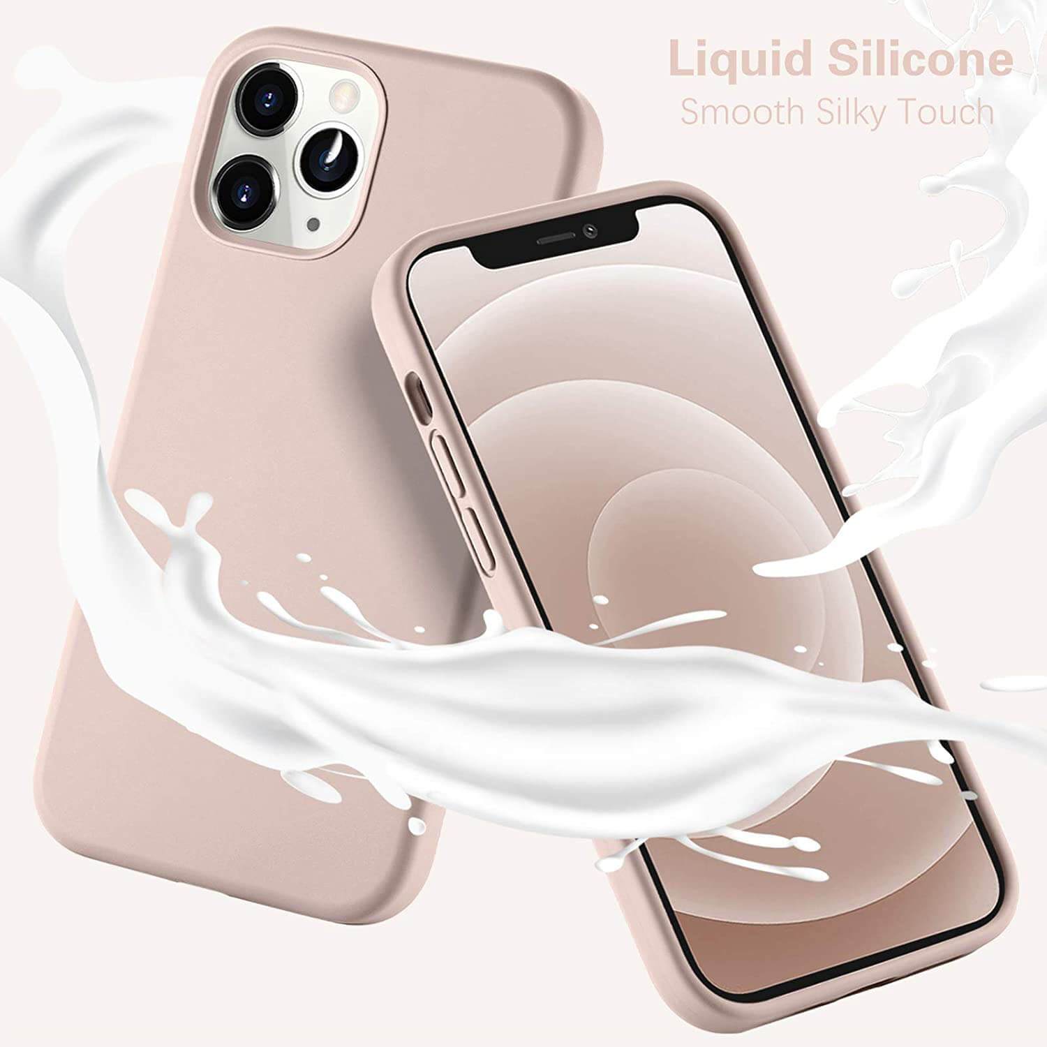 Liquid Silicone Case For Apple iPhone 12 Pro Max Luxury Thin Phone Cover Pink Sand