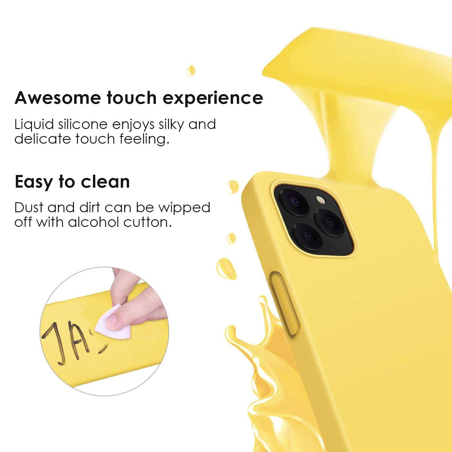 Liquid Silicone Case For Apple iPhone 12 Pro Max Luxury Thin Phone Cover Yellow
