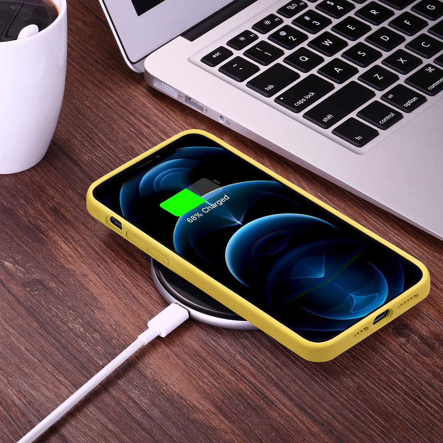 Liquid Silicone Case For Apple iPhone 12 Pro Max Luxury Thin Phone Cover Yellow