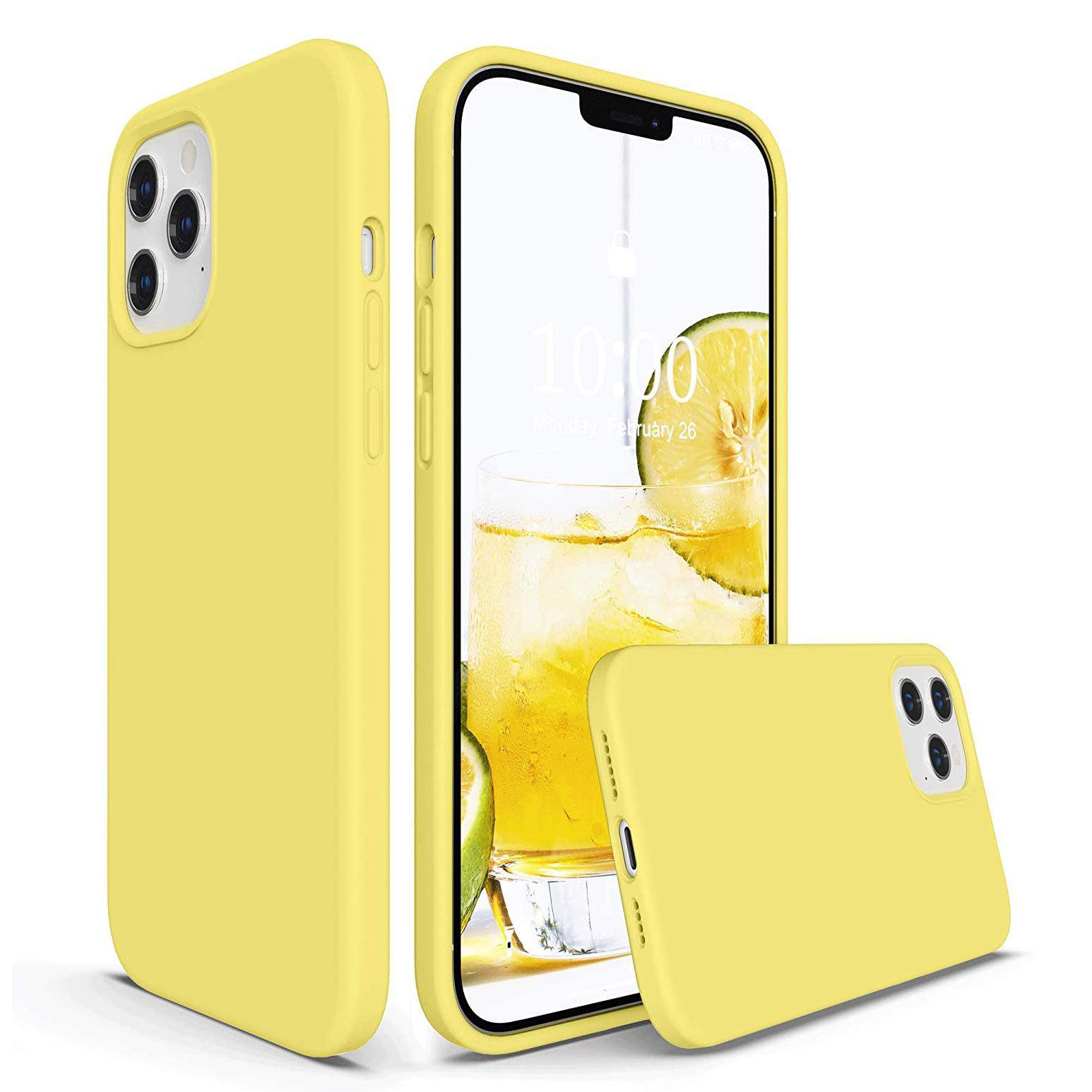 Liquid Silicone Case For Apple iPhone 12 Pro Max Luxury Thin Phone Cover Yellow