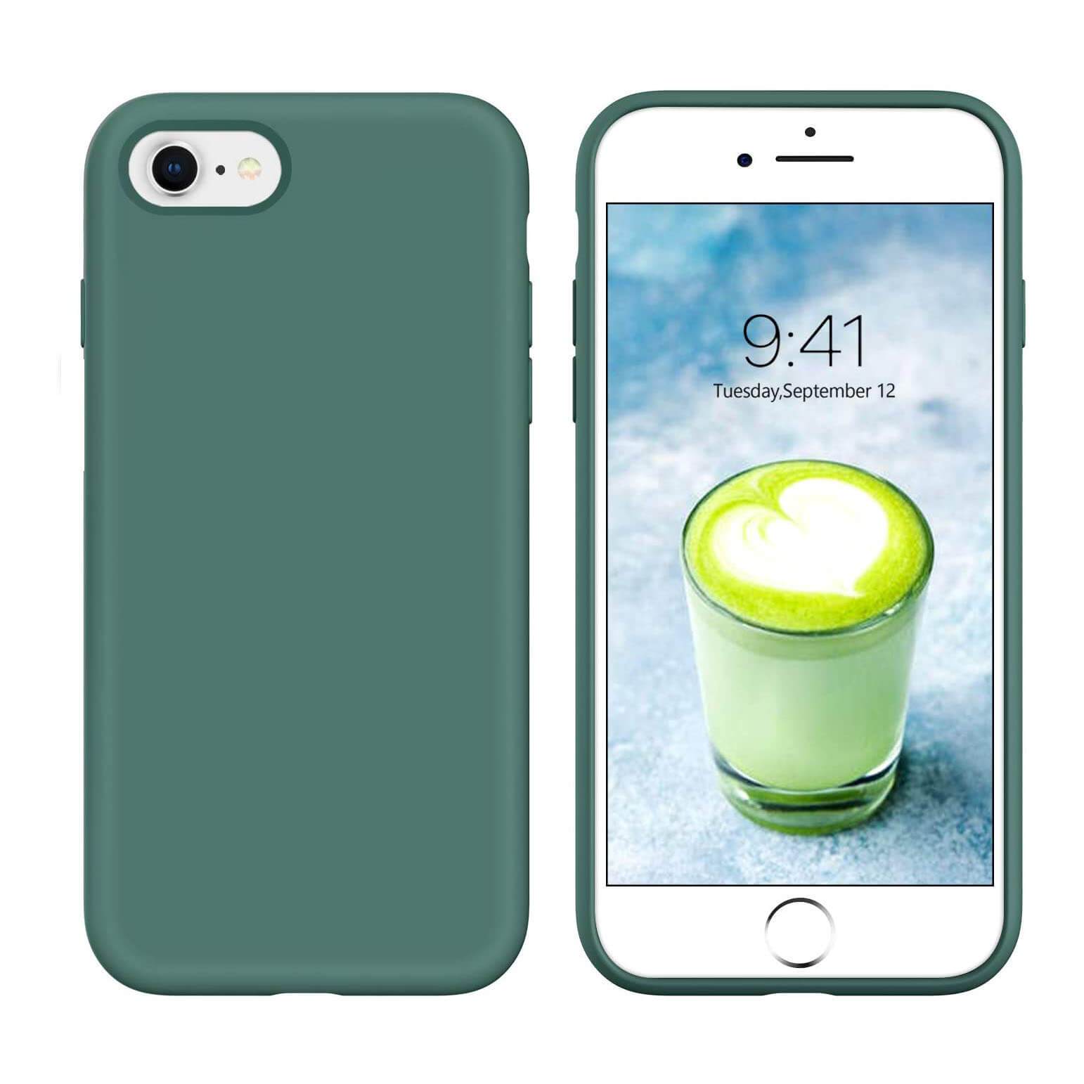 Liquid Silicone Case For Apple iPhone 7 / 8 Luxury Thin Phone Cover Green