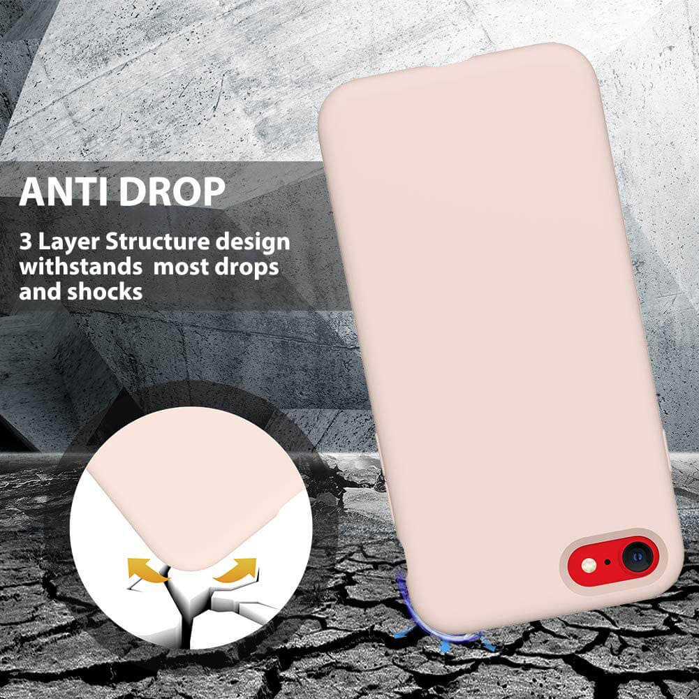 Liquid Silicone Case For Apple iPhone 7 / 8 Luxury Thin Phone Cover Pink