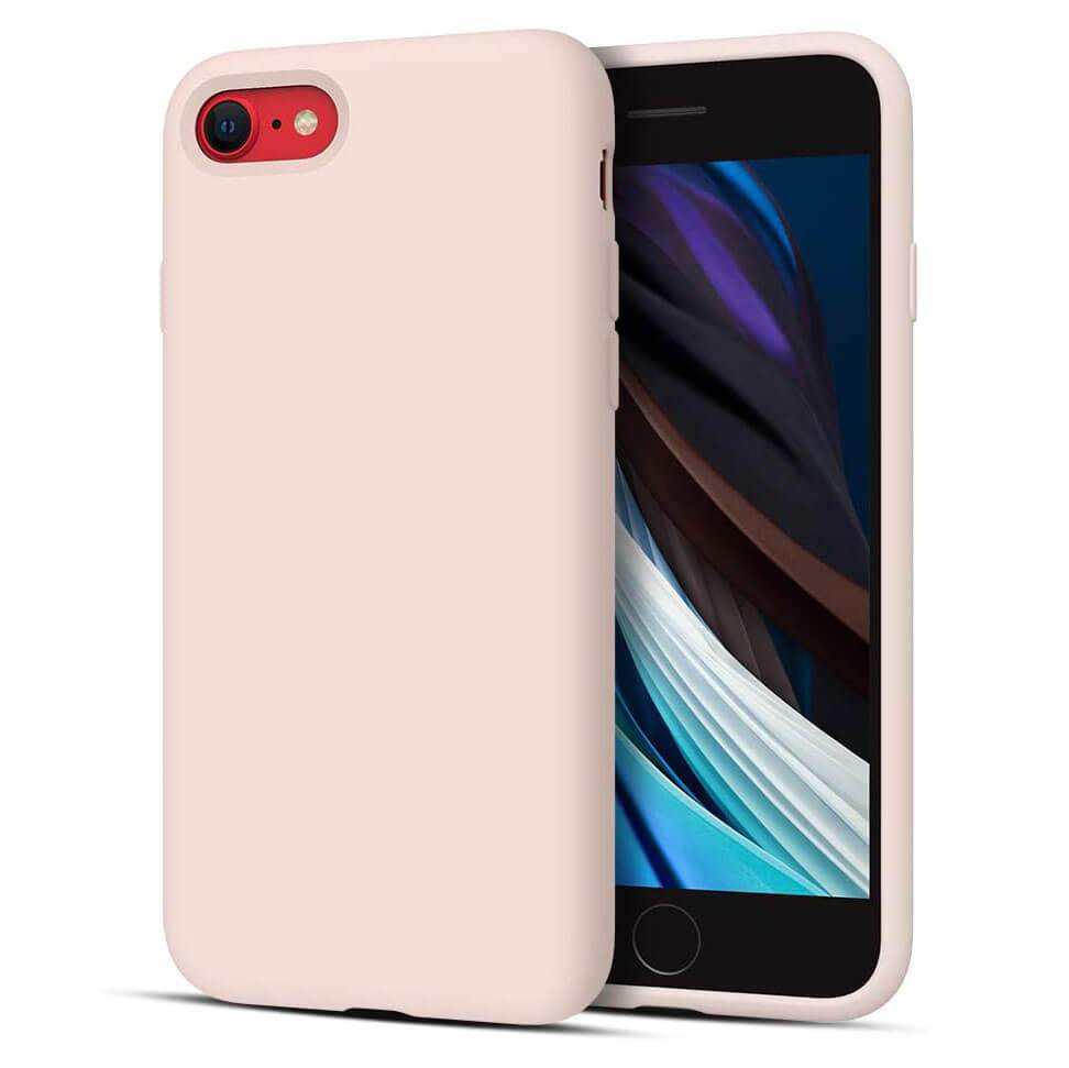 Liquid Silicone Case For Apple iPhone 7 / 8 Luxury Thin Phone Cover Pink