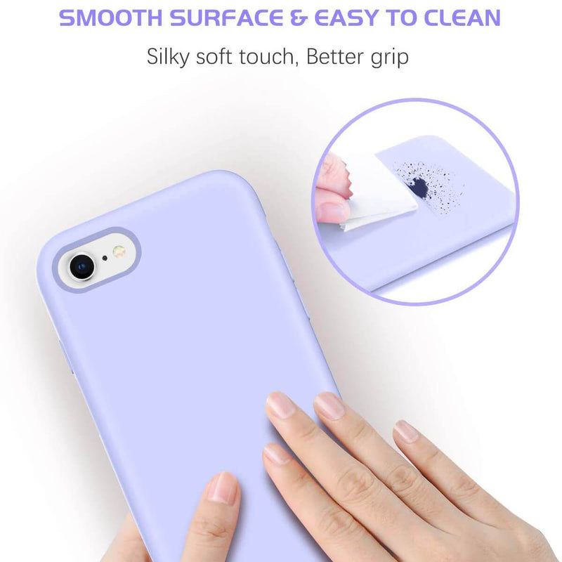 Liquid Silicone Case For Apple iPhone 7 / 8 Luxury Thin Phone Cover Purple