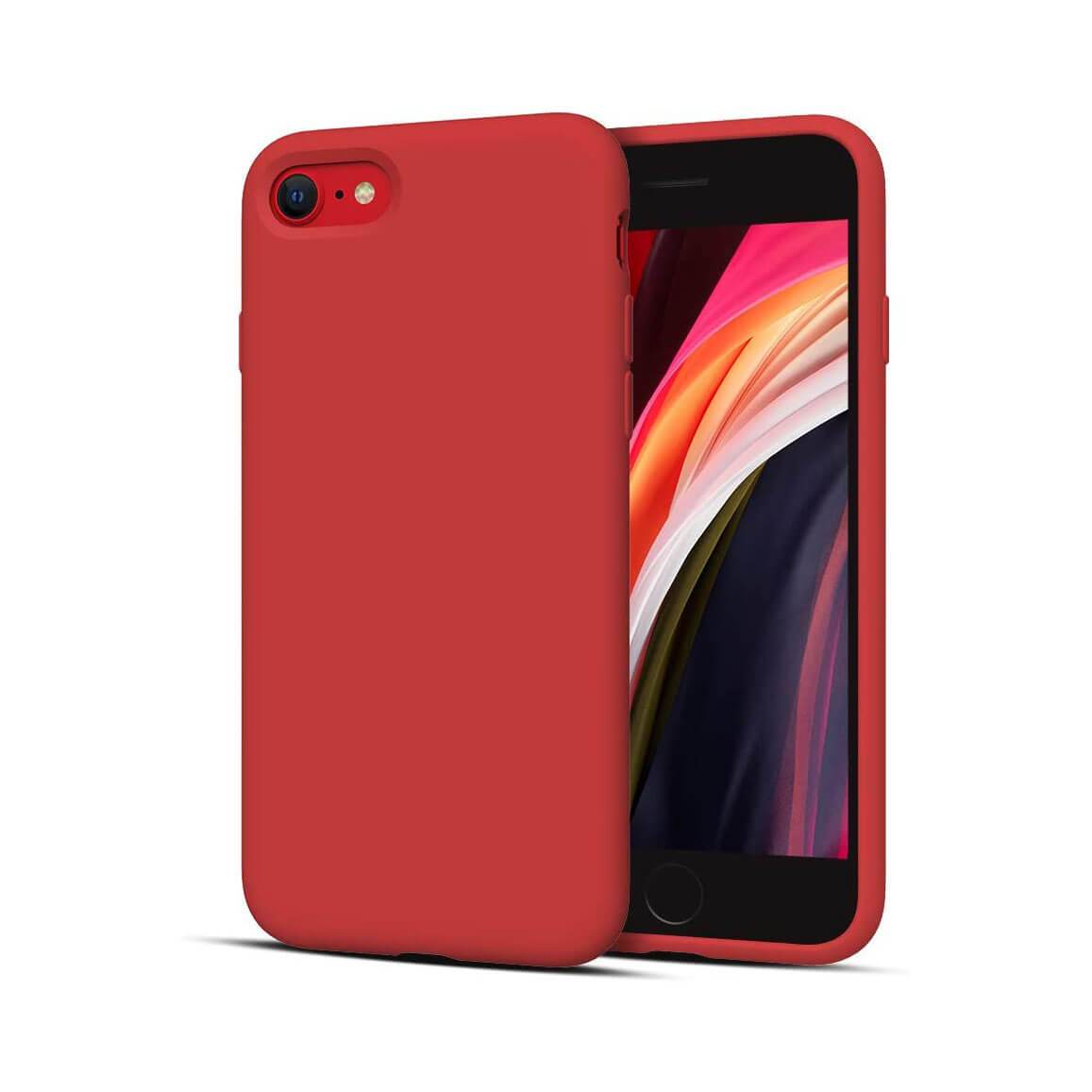 Liquid Silicone Case For Apple iPhone 7 / 8 Luxury Thin Phone Cover Red