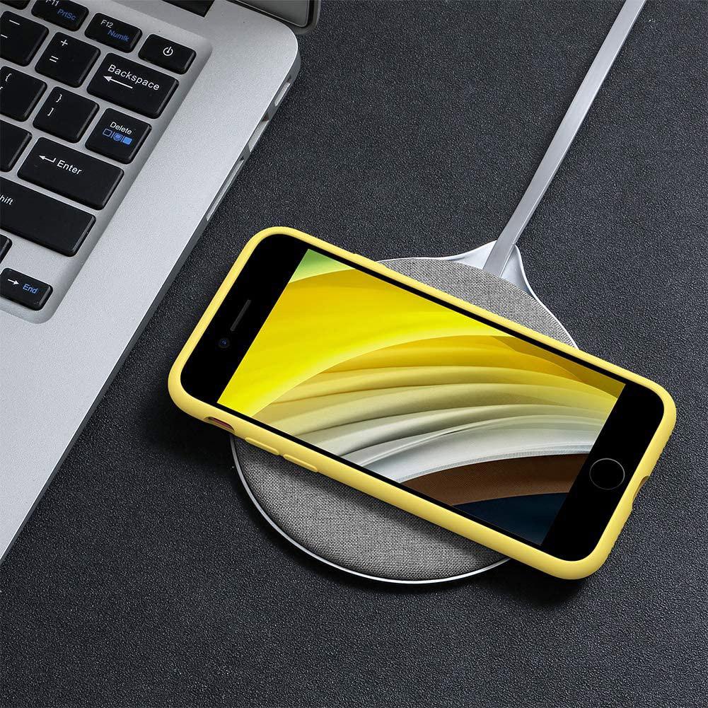 Liquid Silicone Case For Apple iPhone 7 / 8 Luxury Thin Phone Cover Yellow
