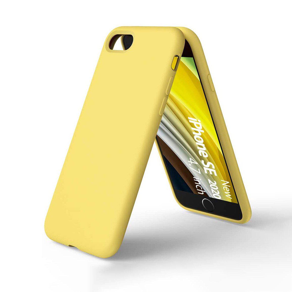 Liquid Silicone Case For Apple iPhone 7 / 8 Luxury Thin Phone Cover Yellow