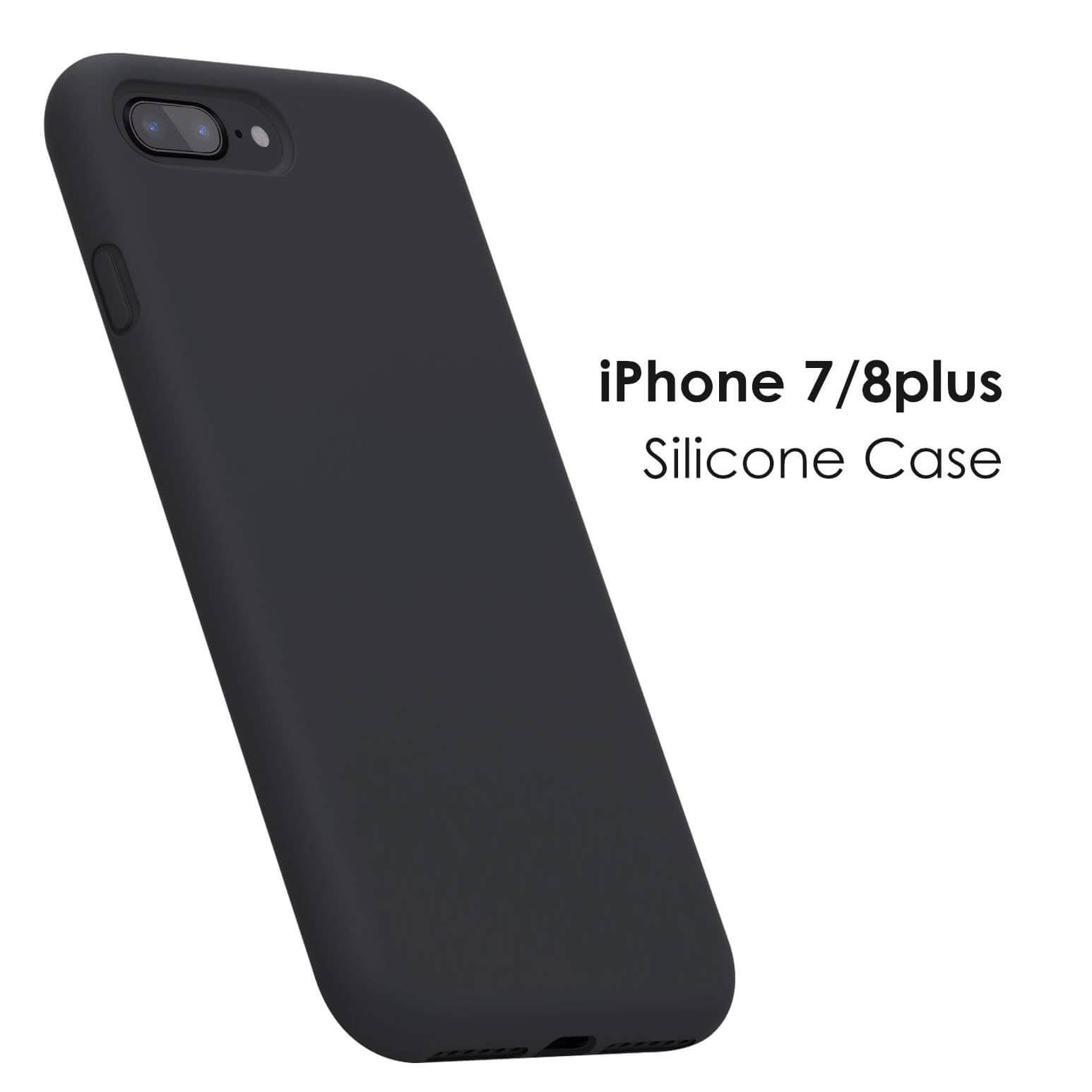Liquid Silicone Case For Apple iPhone 8 Plus / 7 Plus Luxury Thin Phone Cover Black