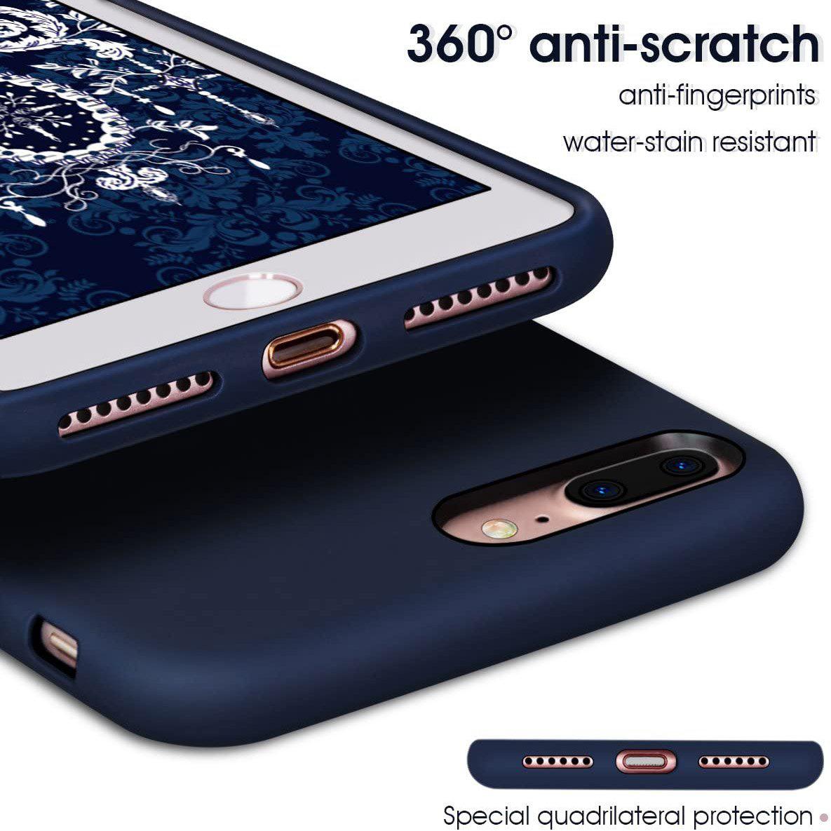 Liquid Silicone Case For Apple iPhone 8 Plus / 7 Plus Luxury Thin Phone Cover Blue