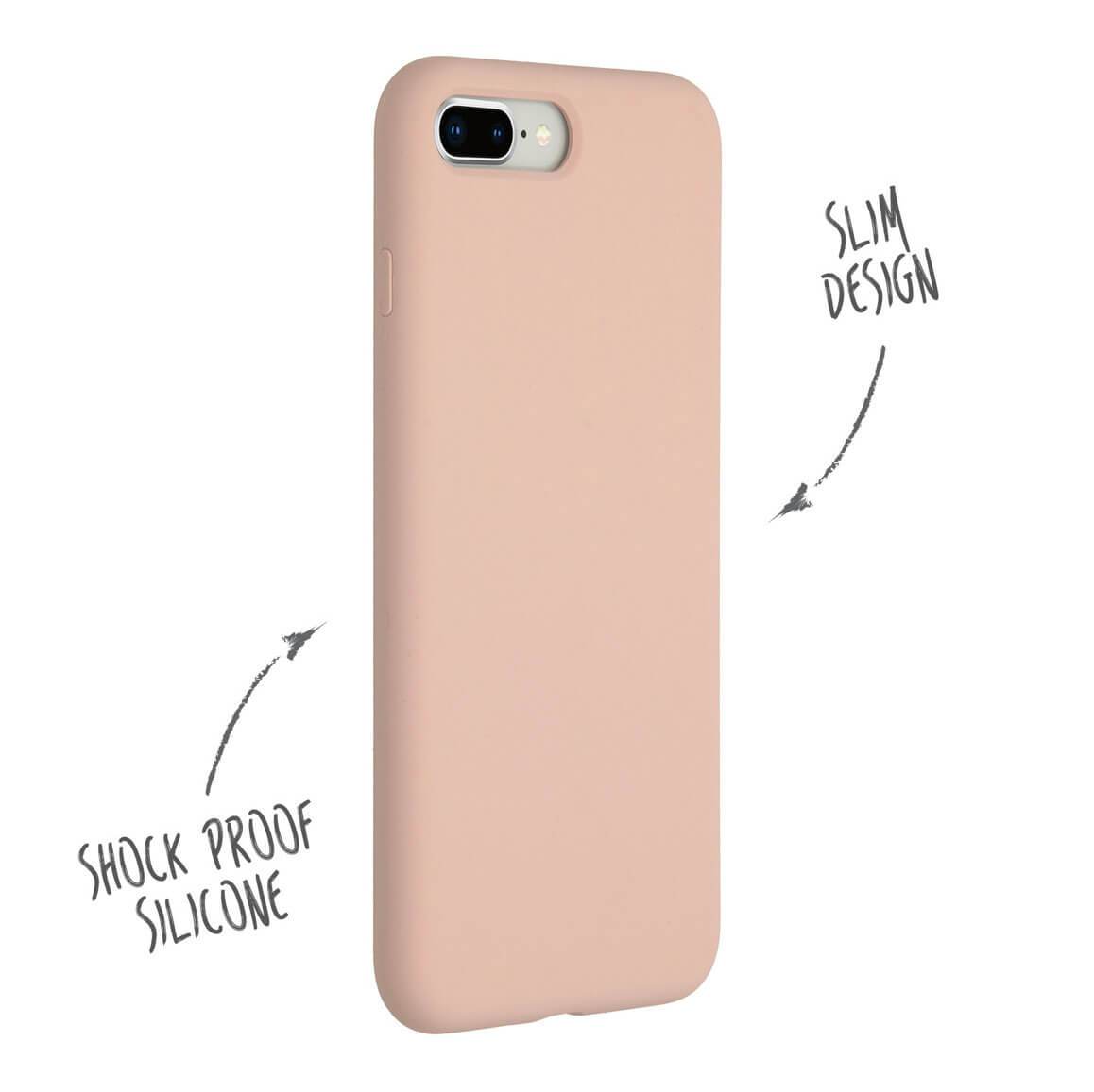 Liquid Silicone Case For Apple iPhone 8 Plus / 7 Plus Luxury Thin Phone Cover Pink Sand