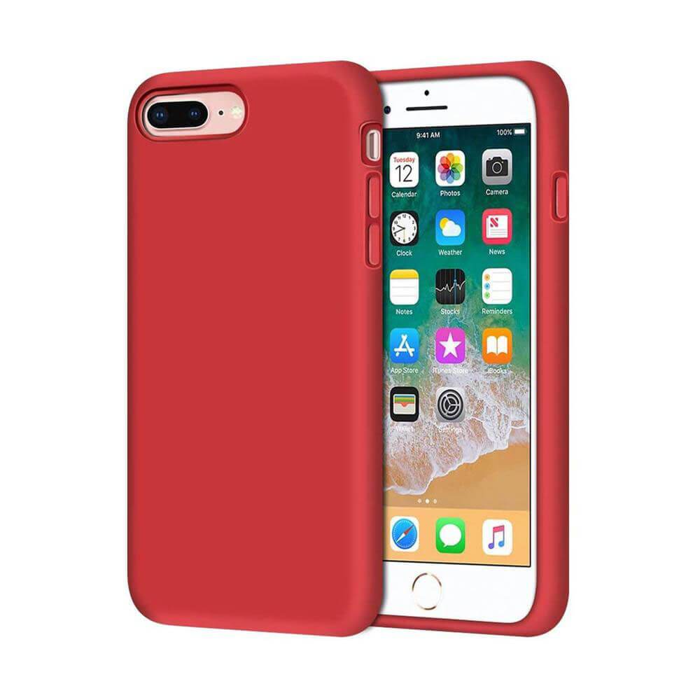 Liquid Silicone Case For Apple iPhone 8 Plus / 7 Plus Luxury Thin Phone Cover Red