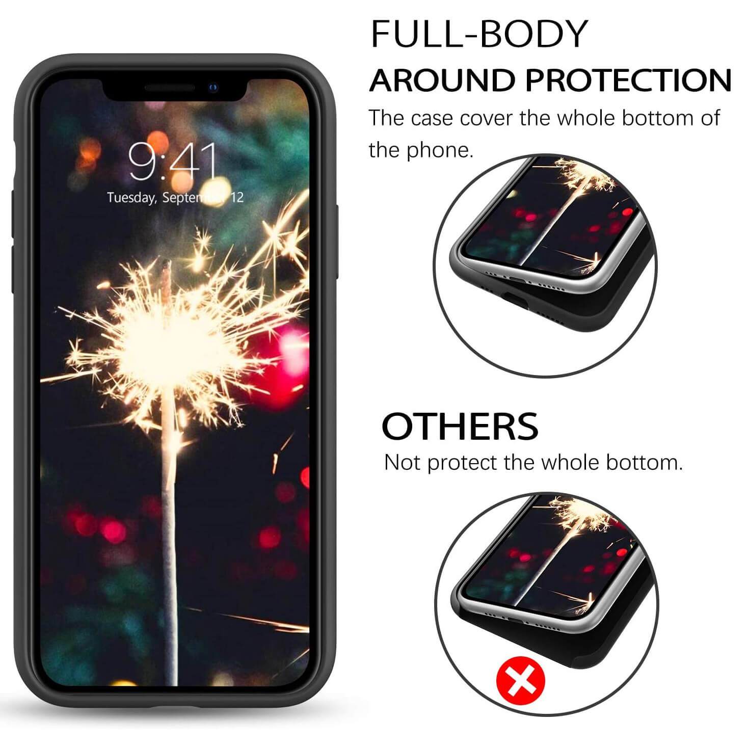 Liquid Silicone Case For Apple iPhone X / XS Luxury Thin Phone Cover Black