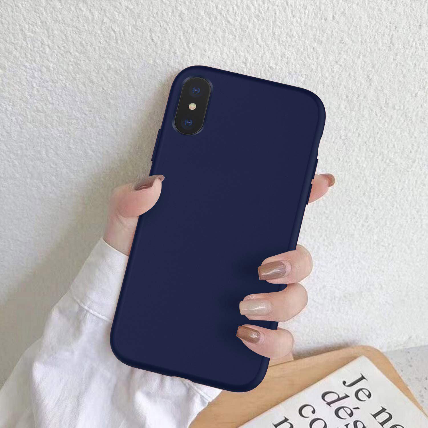 Liquid Silicone Case For Apple iPhone X / XS Luxury Thin Phone Cover Blue
