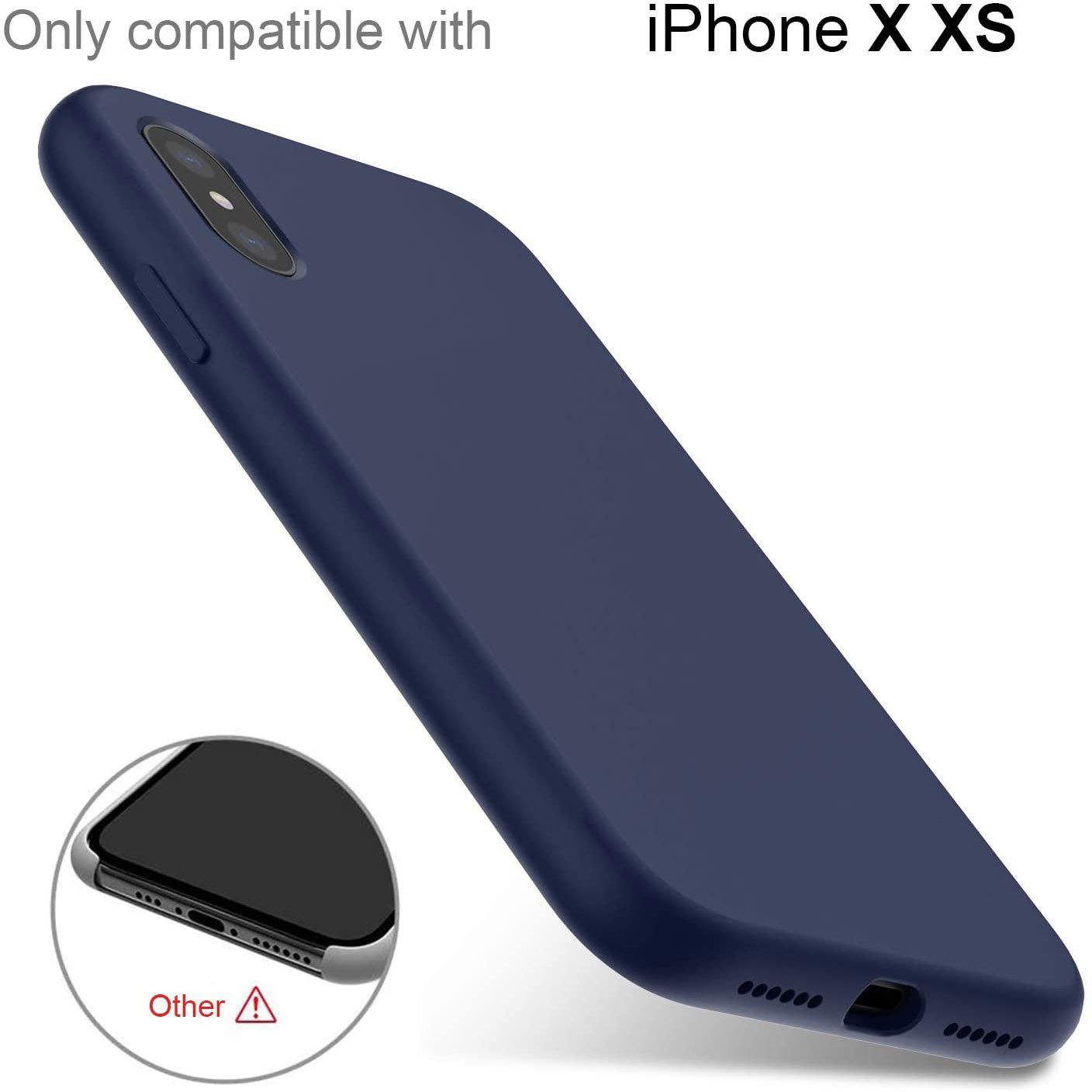 Liquid Silicone Case For Apple iPhone X / XS Luxury Thin Phone Cover Blue