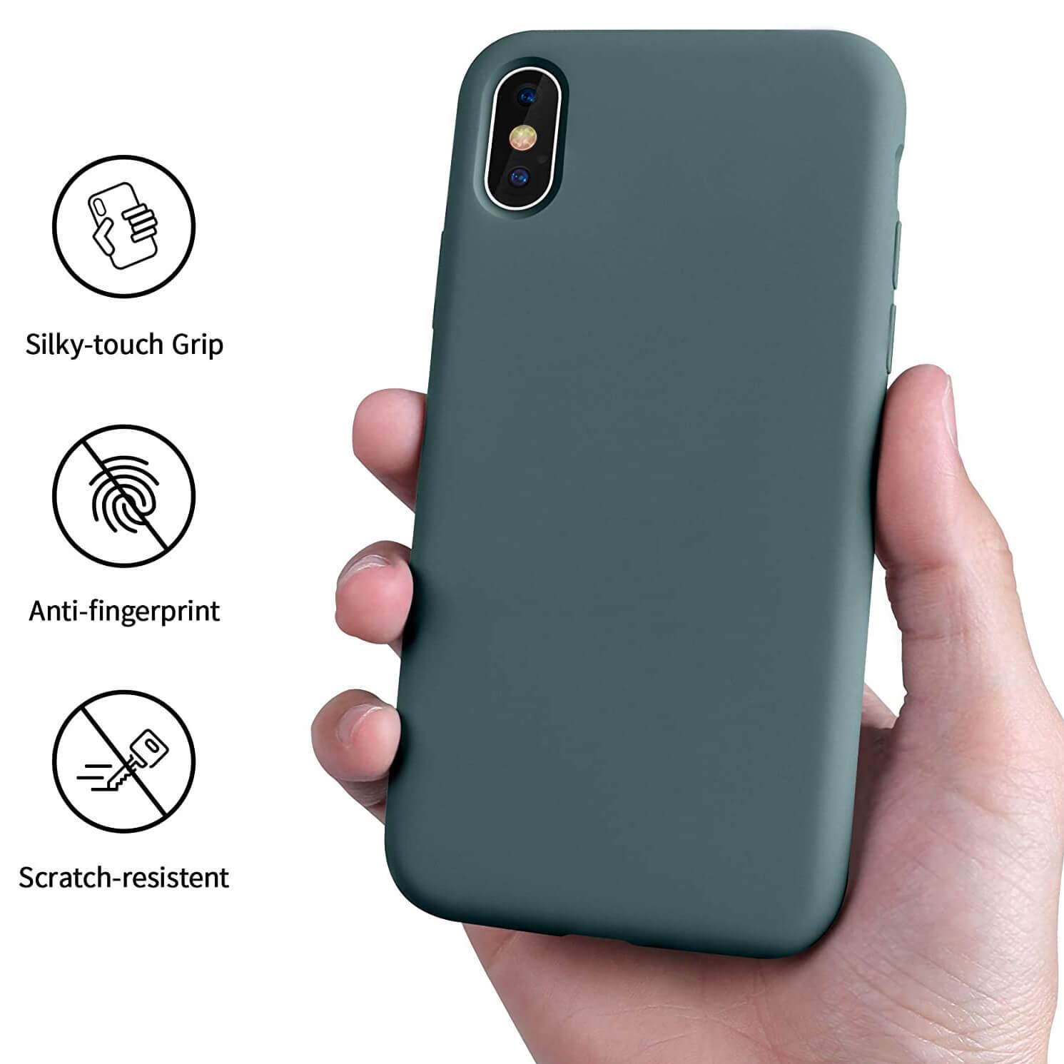 Liquid Silicone Case For Apple iPhone X / XS Luxury Thin Phone Cover Green