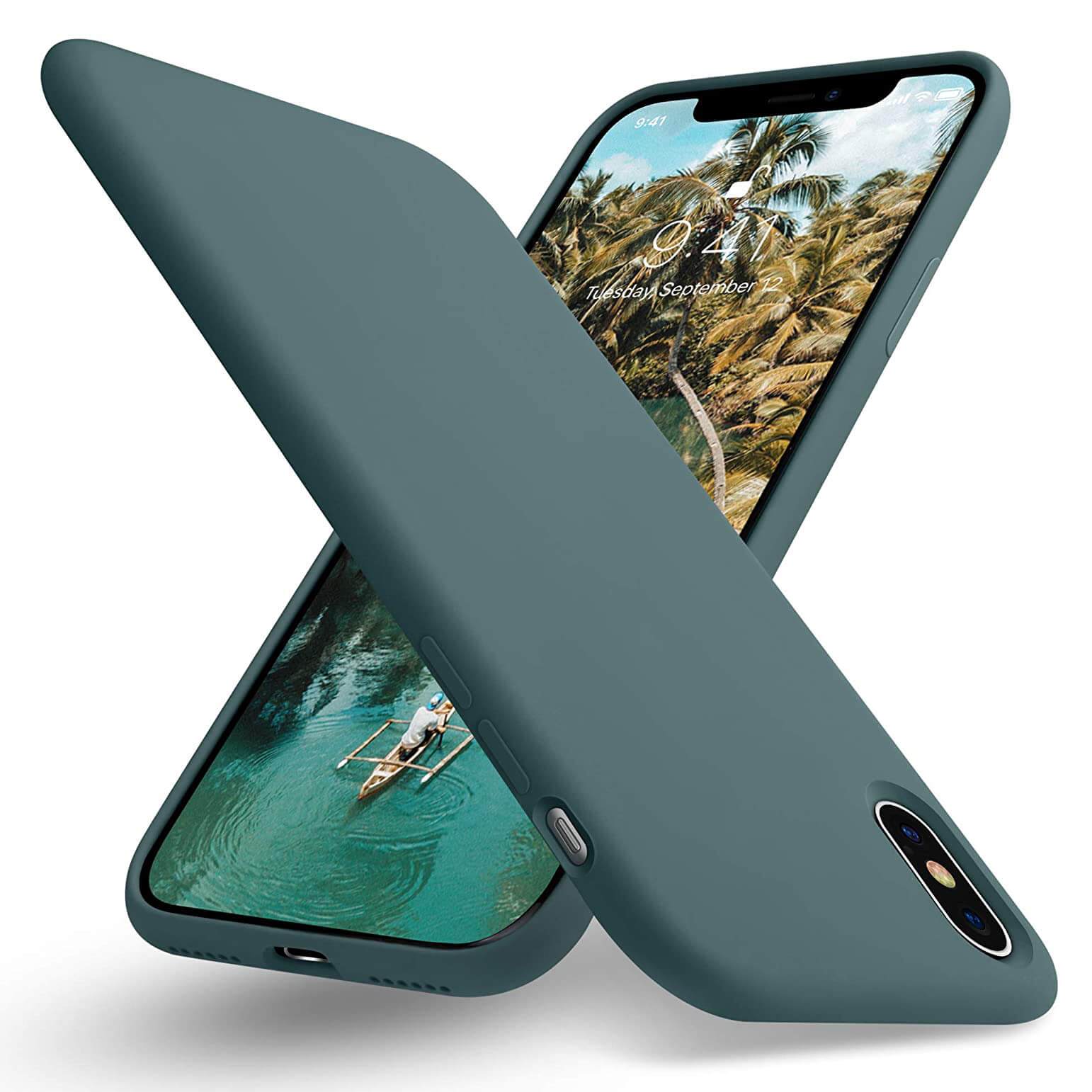 Liquid Silicone Case For Apple iPhone X / XS Luxury Thin Phone Cover Green