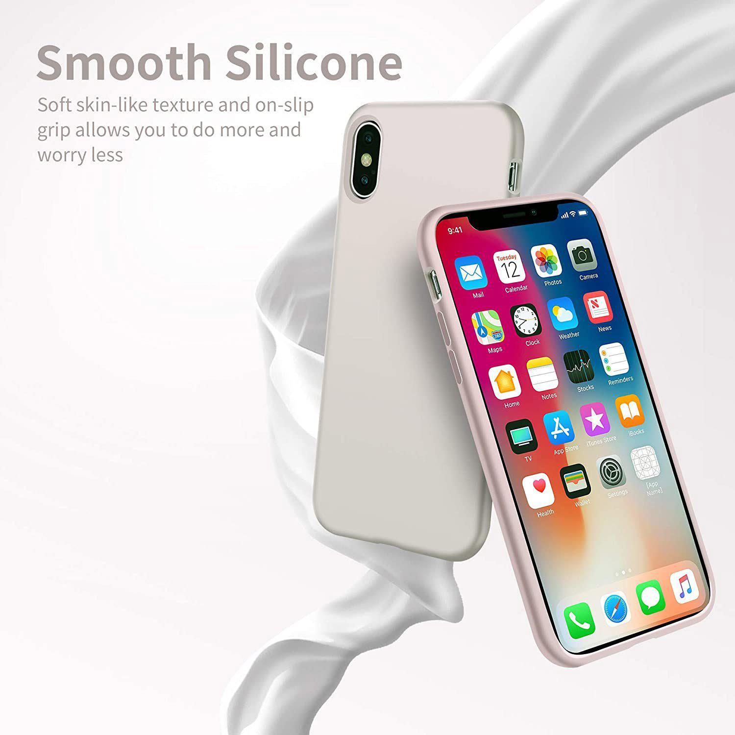 Liquid Silicone Case For Apple iPhone X / XS Luxury Thin Phone Cover Grey