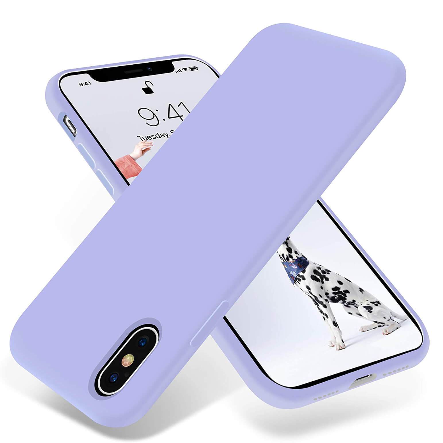 Liquid Silicone Case For Apple iPhone X / XS Luxury Thin Phone Cover Lilac Purple