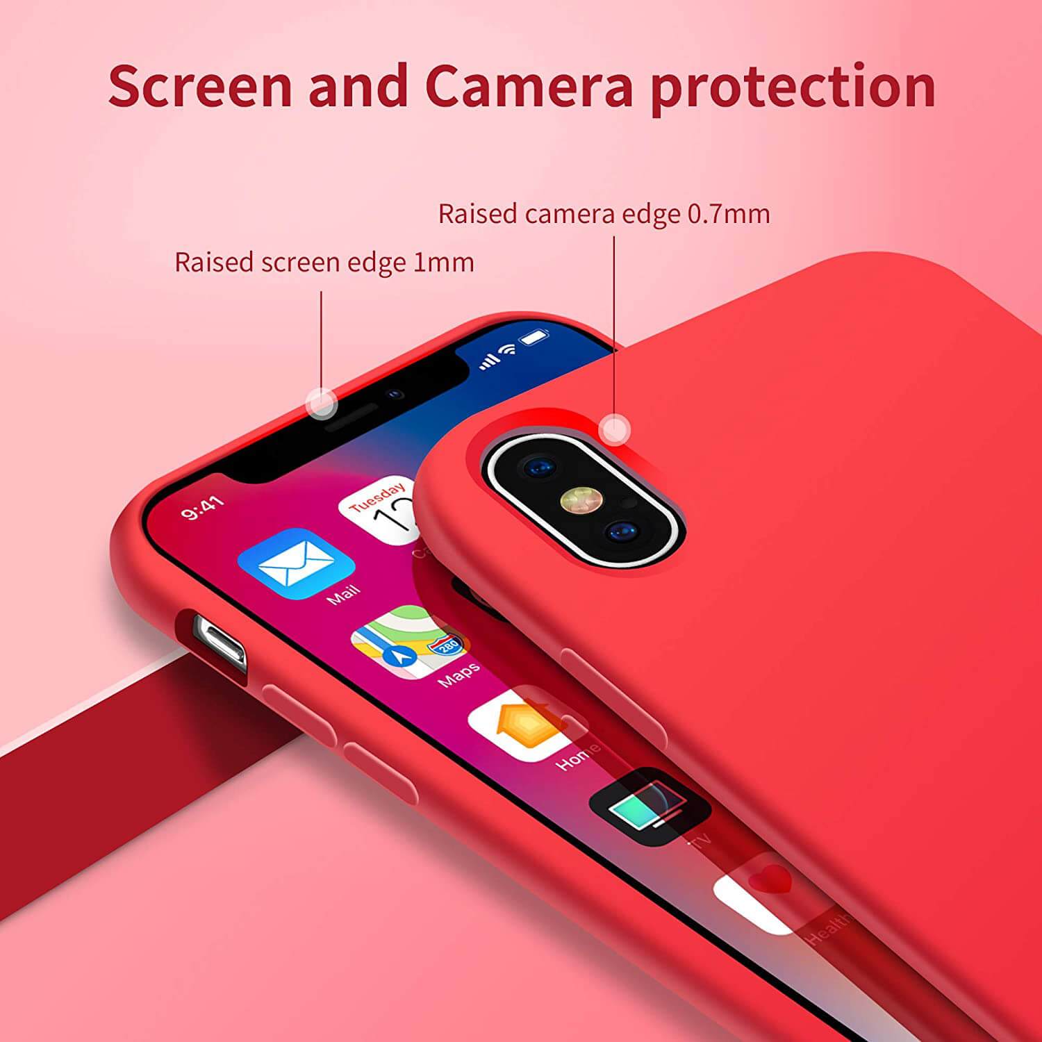 Liquid Silicone Case For Apple iPhone X / XS Luxury Thin Phone Cover Red