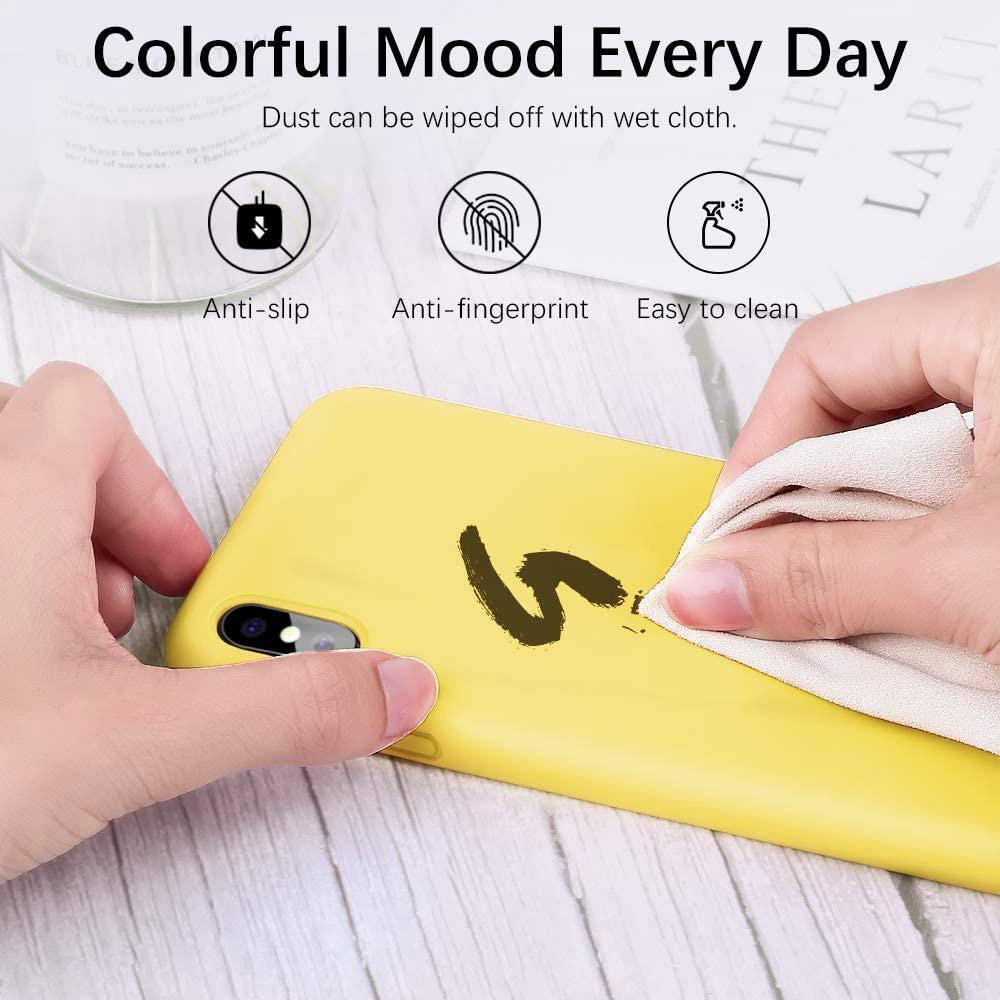 Liquid Silicone Case For Apple iPhone X / XS Luxury Thin Phone Cover Yellow
