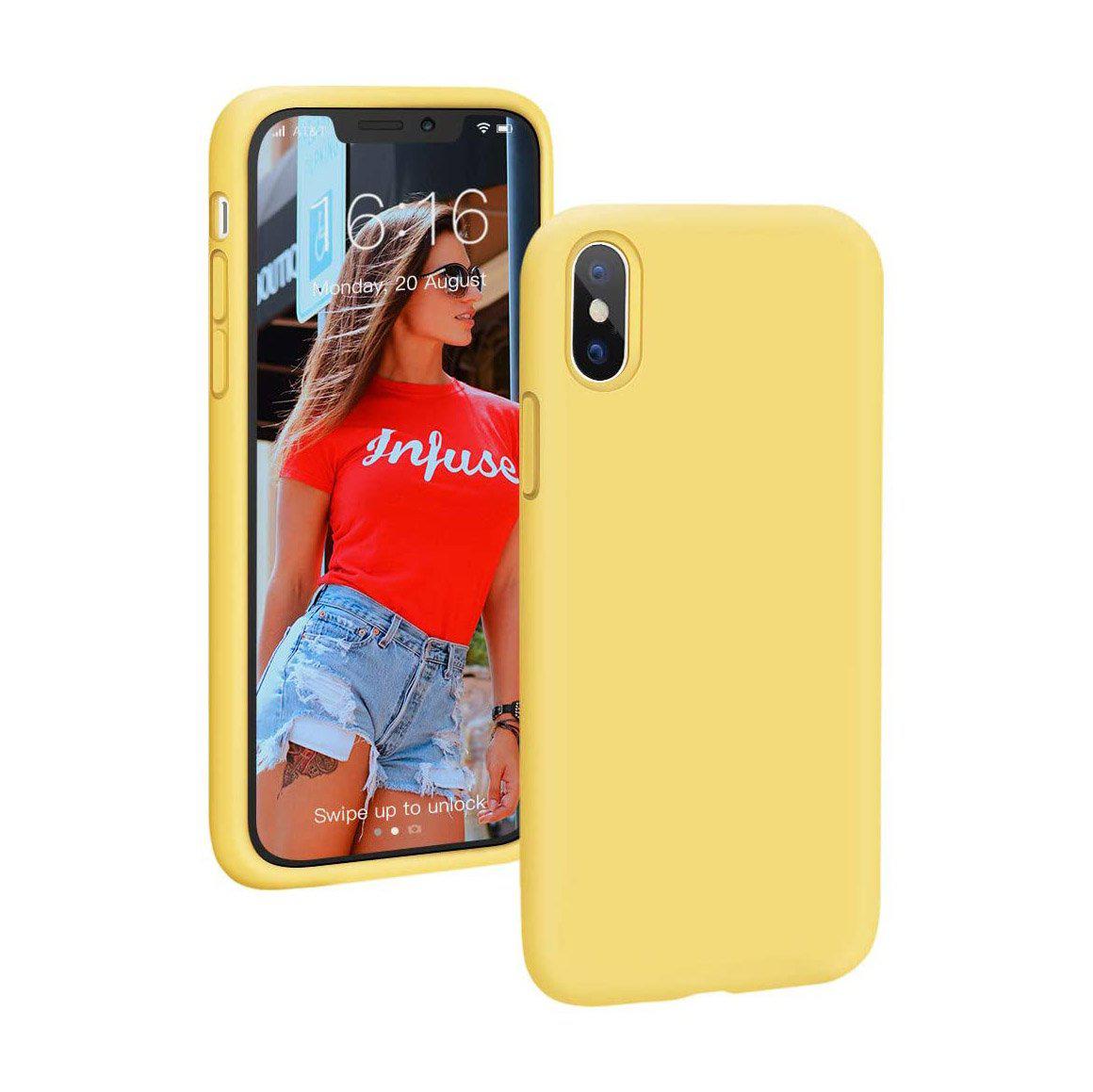 Liquid Silicone Case For Apple iPhone X / XS Luxury Thin Phone Cover Yellow
