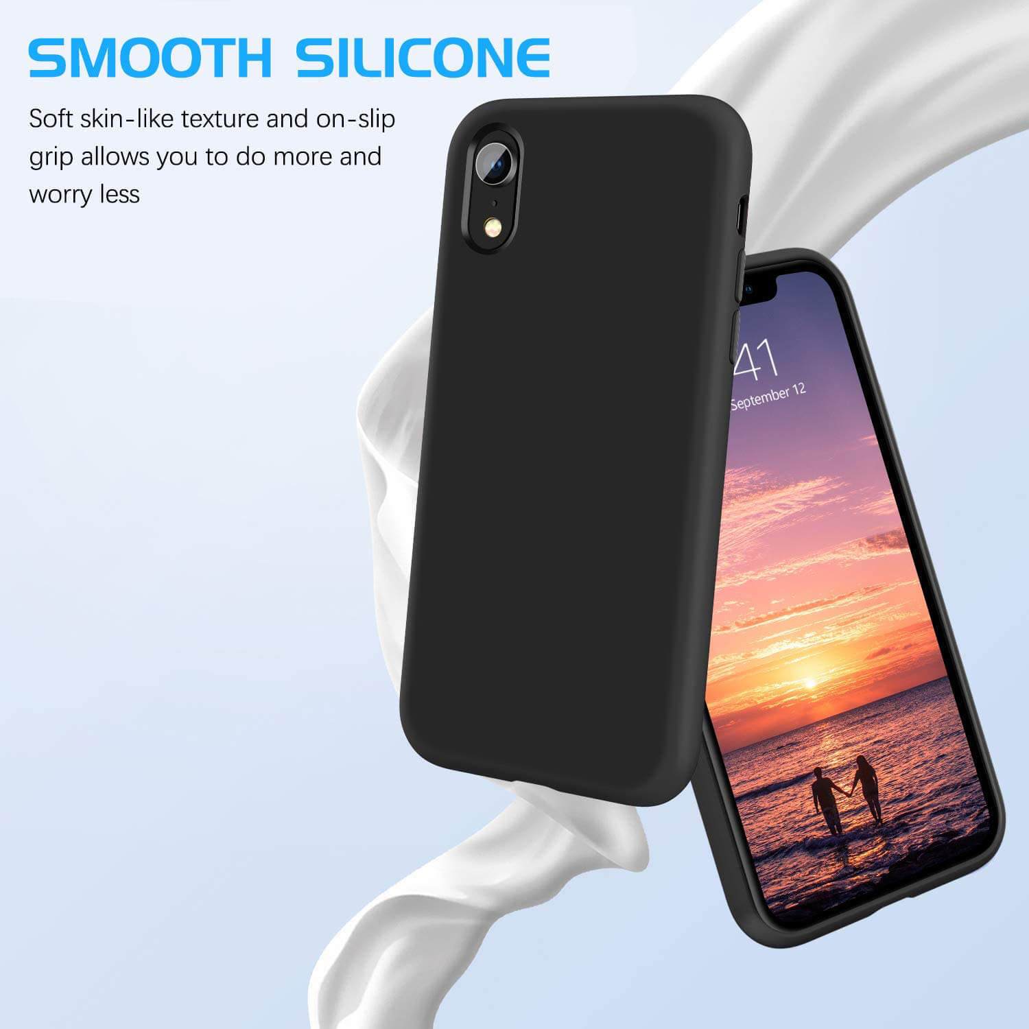 Liquid Silicone Case For Apple iPhone XR Luxury Thin Phone Cover Black