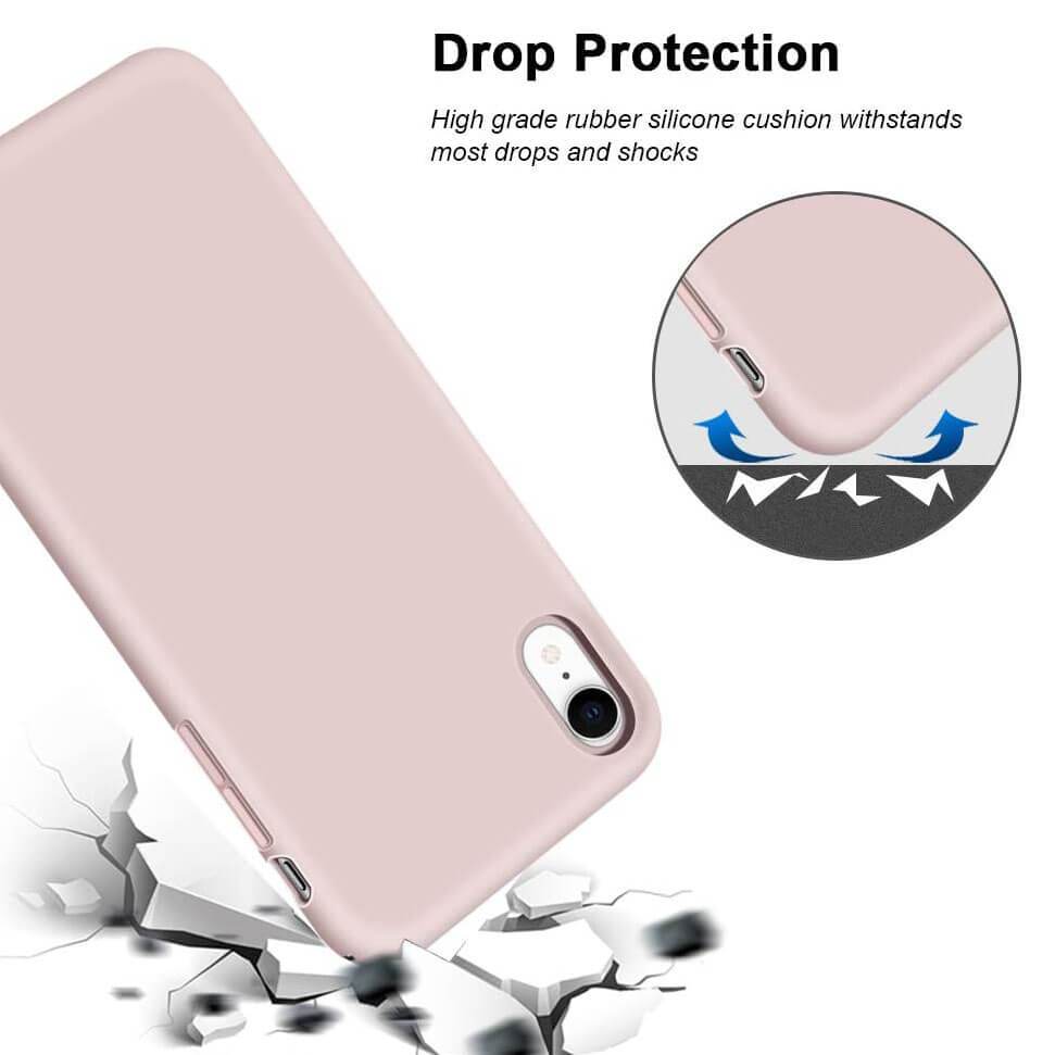 Liquid Silicone Case For Apple iPhone XR Luxury Thin Phone Cover Pink Sand