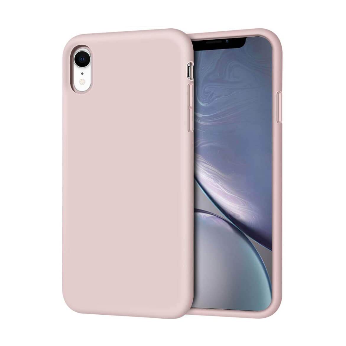 Liquid Silicone Case For Apple iPhone XR Luxury Thin Phone Cover Pink Sand