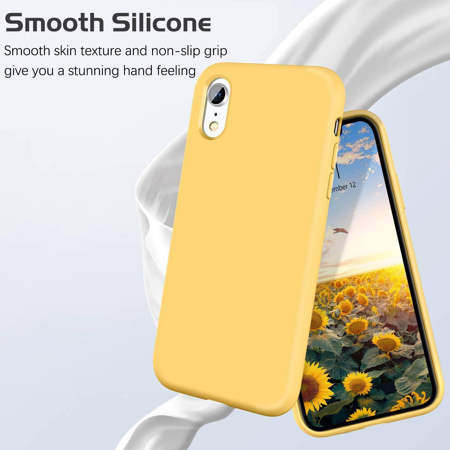 Liquid Silicone Case For Apple iPhone XR Luxury Thin Phone Cover Yellow