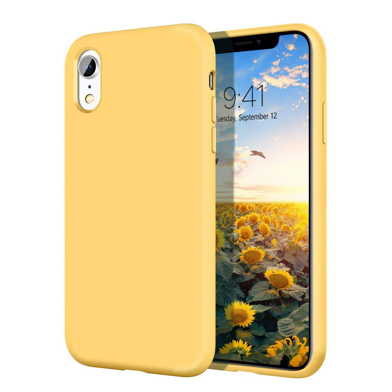 Liquid Silicone Case For Apple iPhone XR Luxury Thin Phone Cover Yellow