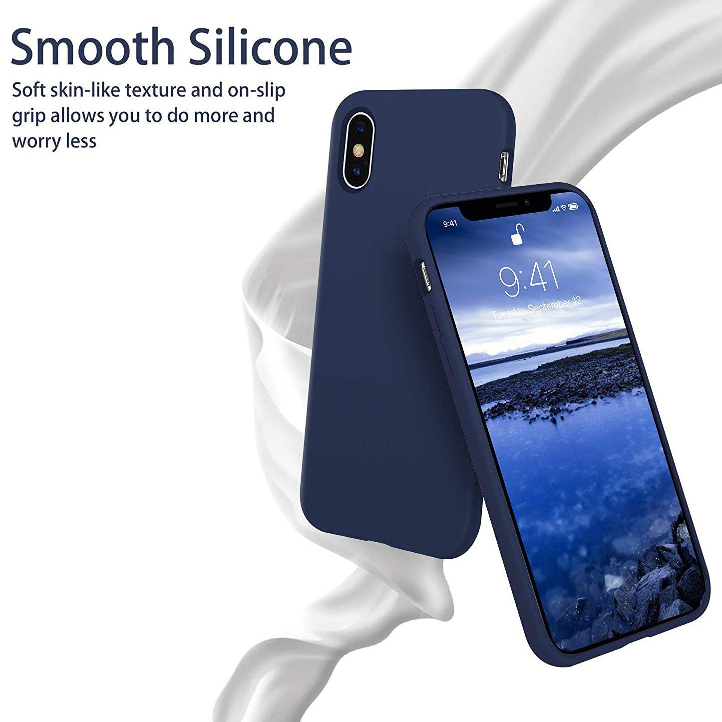 Liquid Silicone Case For Apple iPhone XS Max Luxury Thin Phone Cover Blue