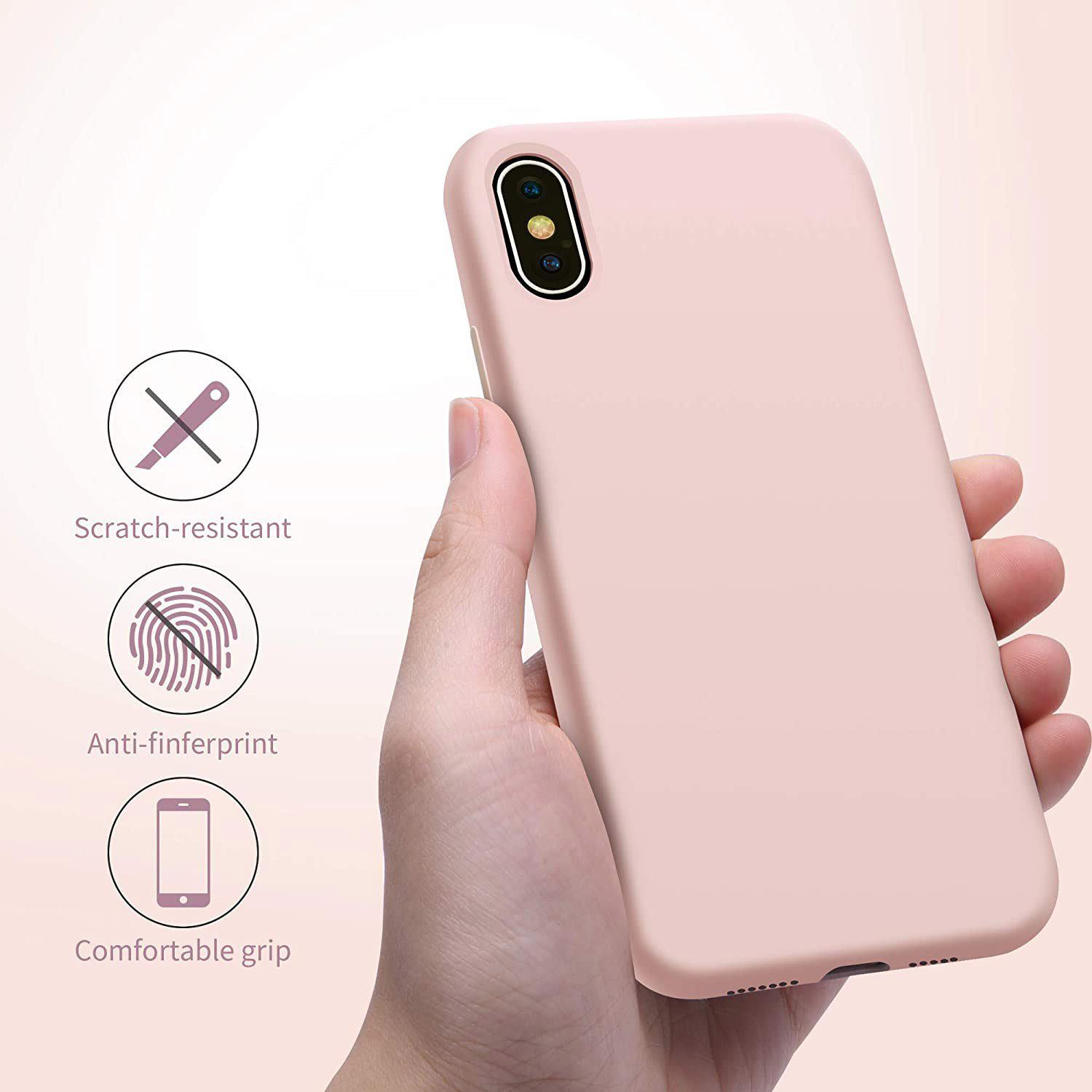 Liquid Silicone Case For Apple iPhone XS Max Luxury Thin Phone Cover Pink Sand
