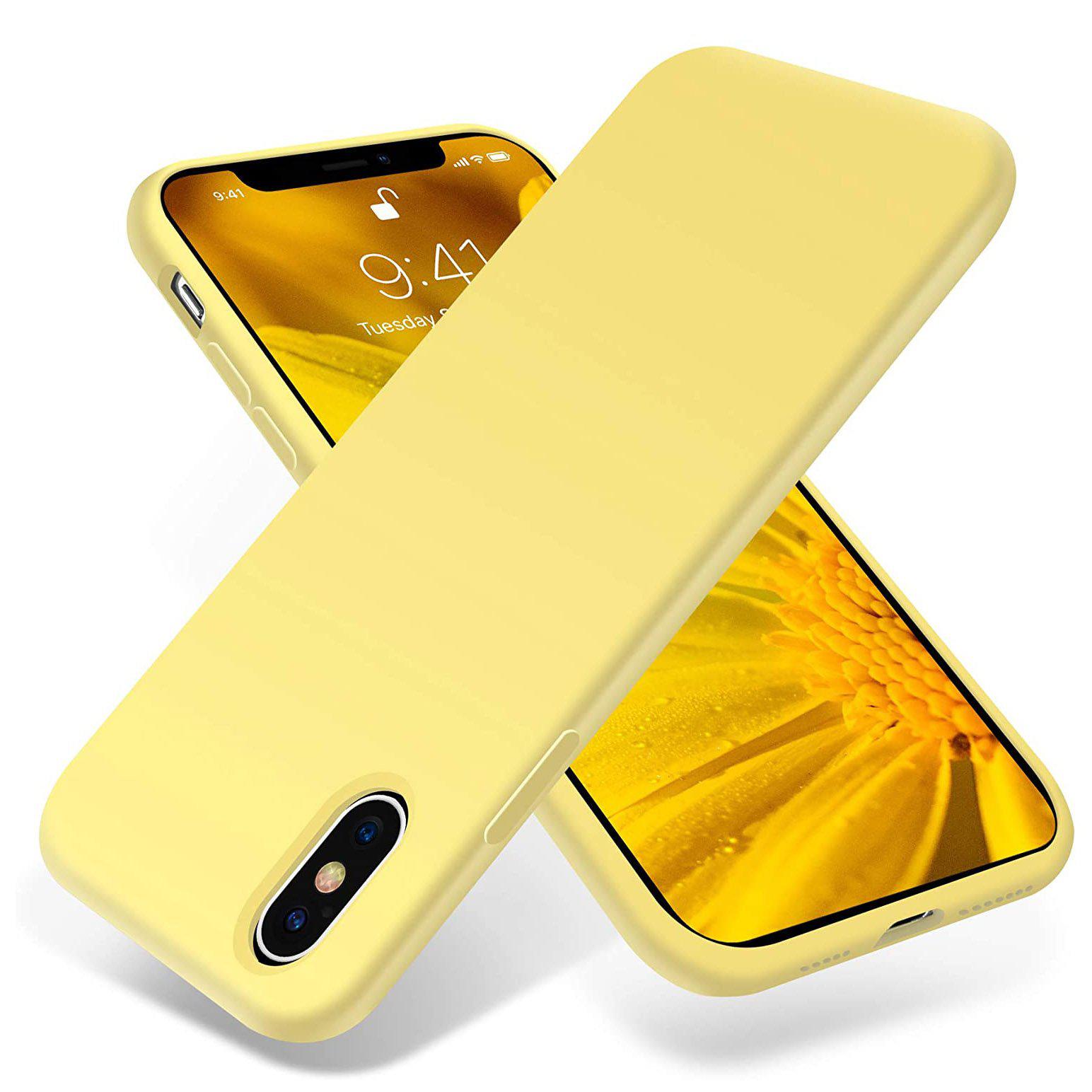 Liquid Silicone Case For Apple iPhone XS Max Luxury Thin Phone Cover Yellow