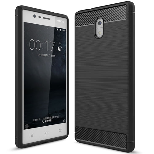 For Nokia 3 Carbon Fiber Gel Case Black
