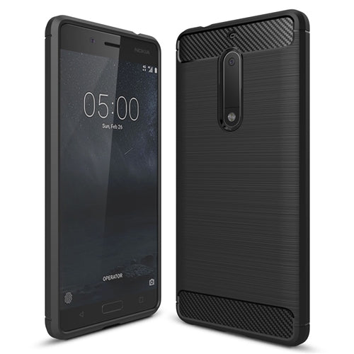 For Nokia 5 Carbon Fiber Gel Case Black