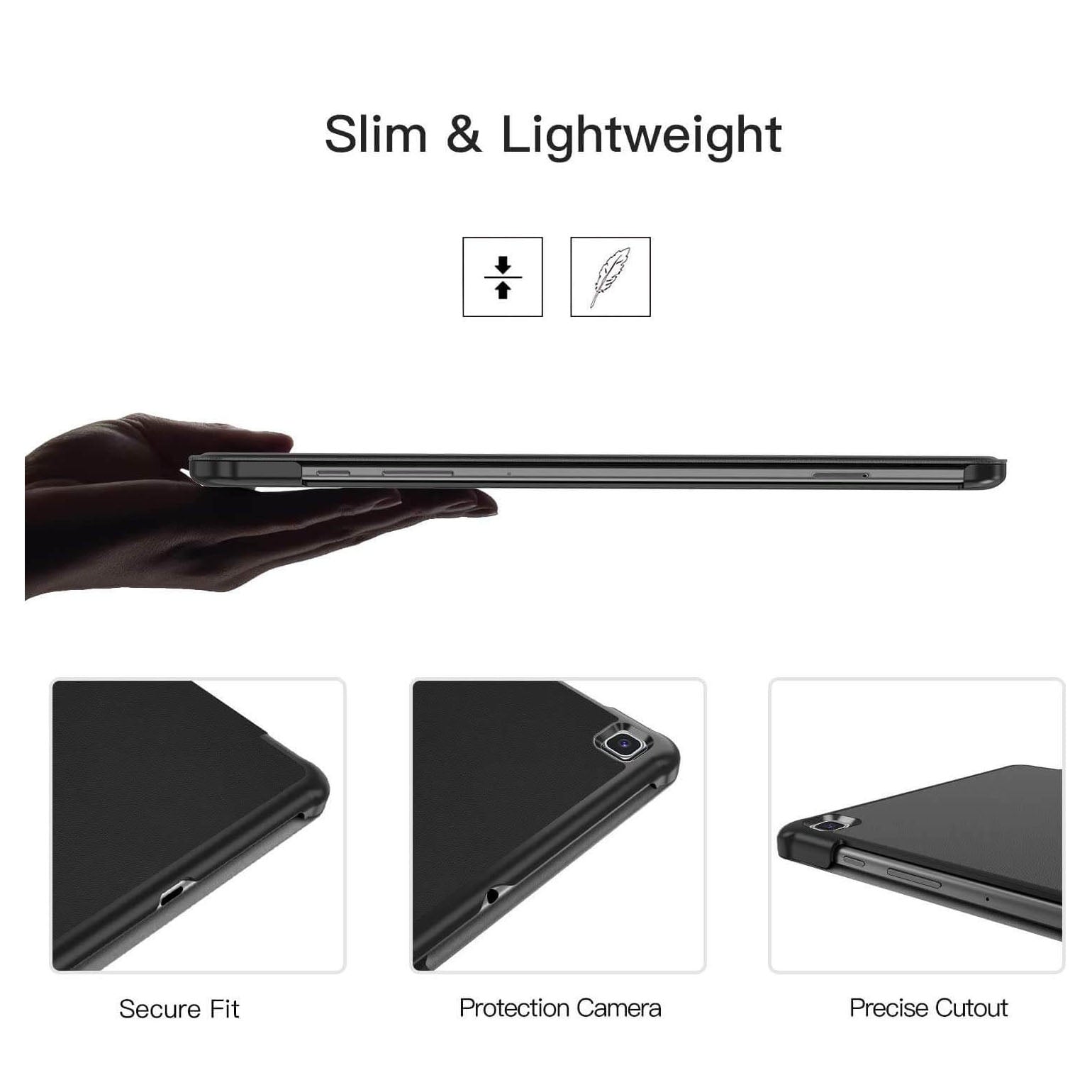 Premium Smart Cover For Samsung Galaxy Tab S6 Lite Trifold Case Black