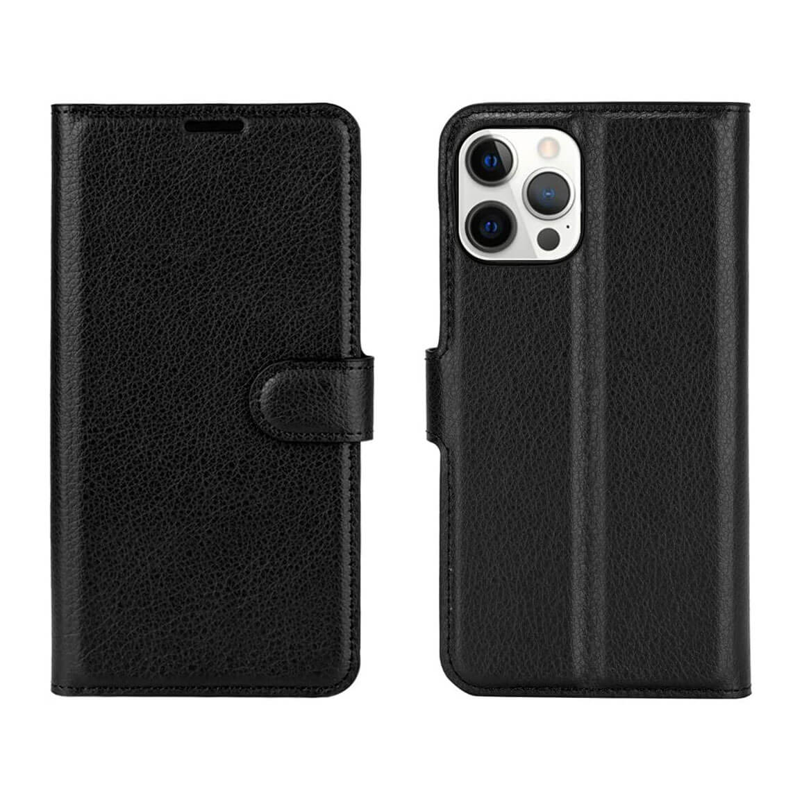 PU Leather Wallet Cover For Apple iPhone 12 Pro Max Case Holder Card Slots Black