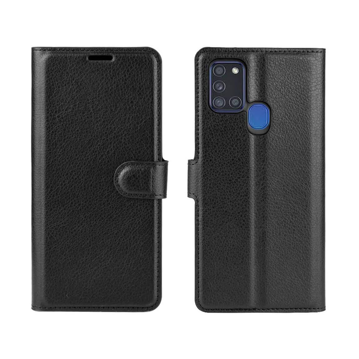 PU Leather Wallet Cover For Samsung Galaxy A21s Case Holder Card Slots Black