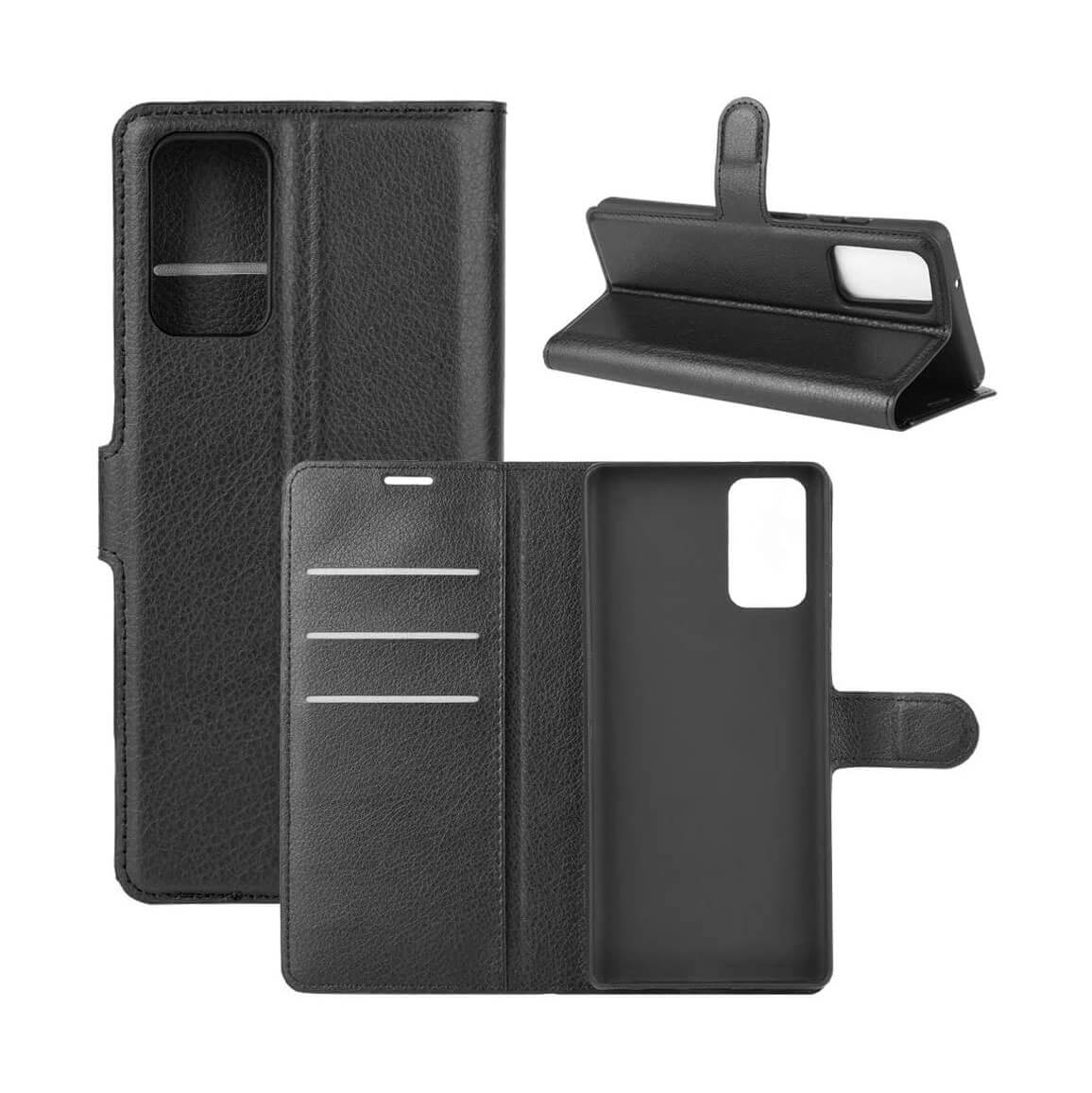 PU Leather Wallet Cover For Samsung Galaxy Note 20 / Note 20 5G Case Holder Card Slots Black