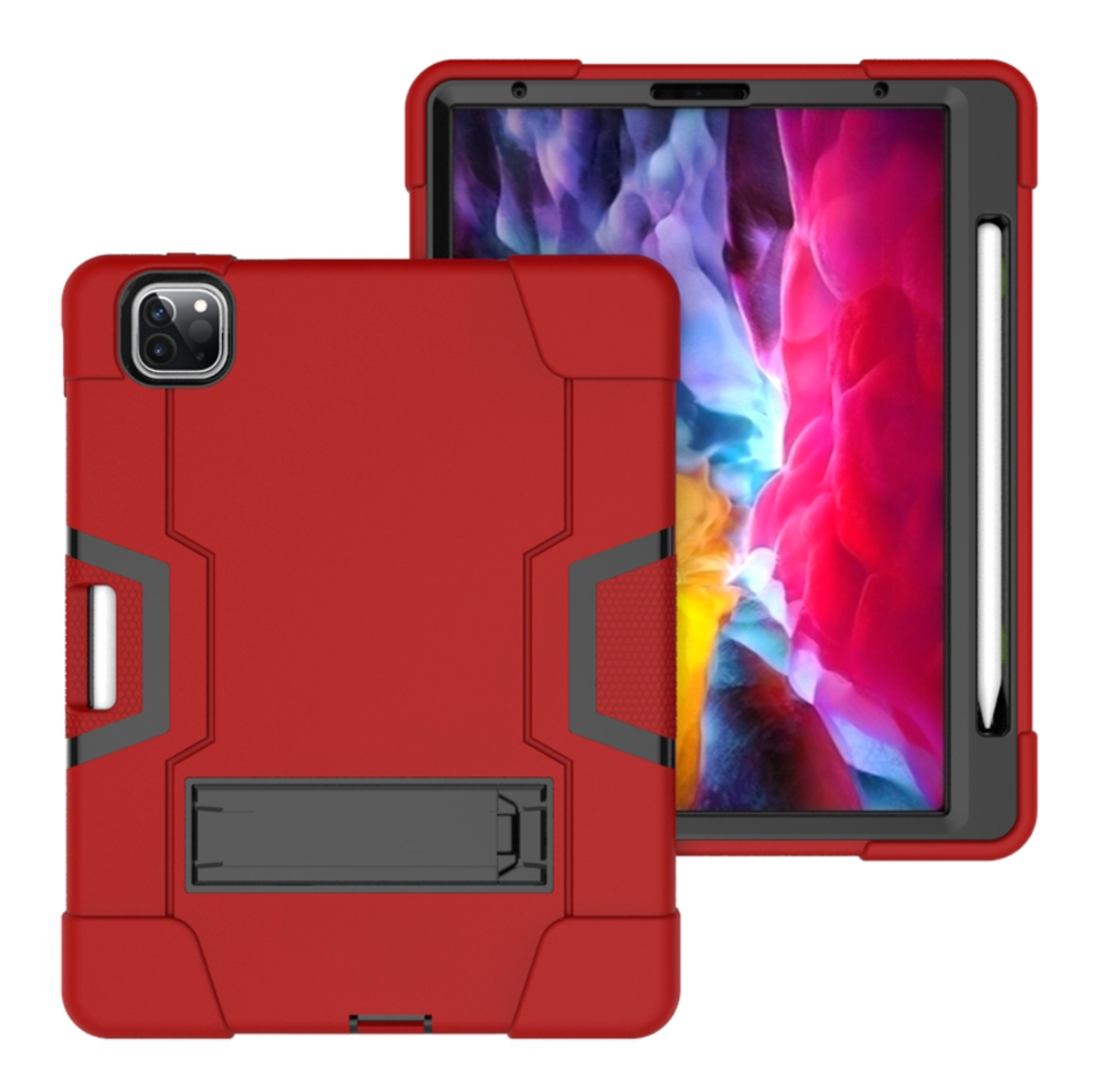 For Apple iPad Air4 10.9" / Pro 11" (2021) Hard Case Survivor with Stand - Red-Apple iPad Cases & Covers-First Help Tech
