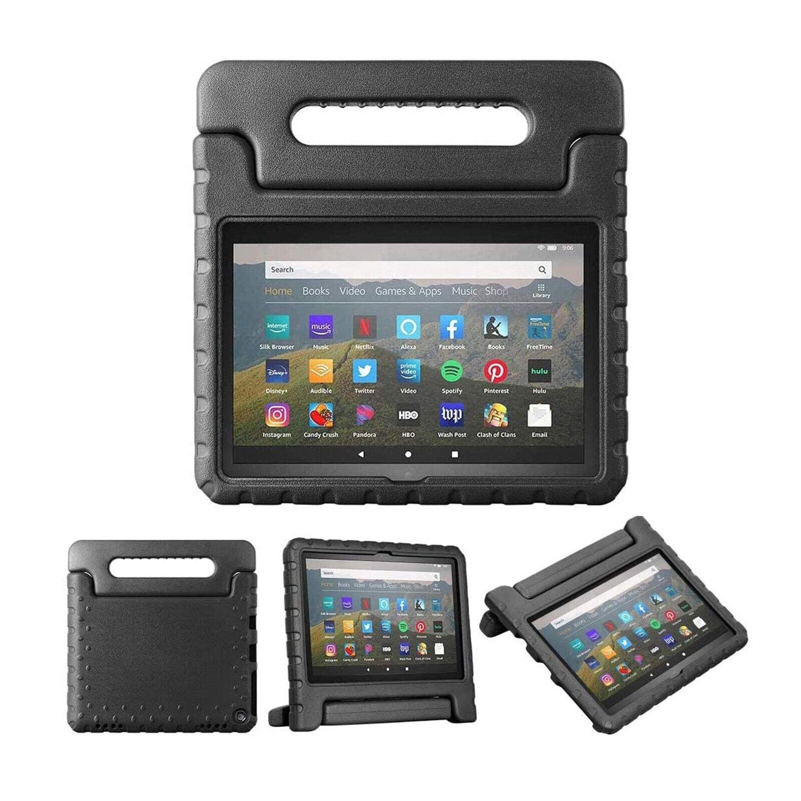 For Amazon Fire HD 8 Plus 2020 Kids Case Shockproof Cover With Stand - Black-www.firsthelptech.ie