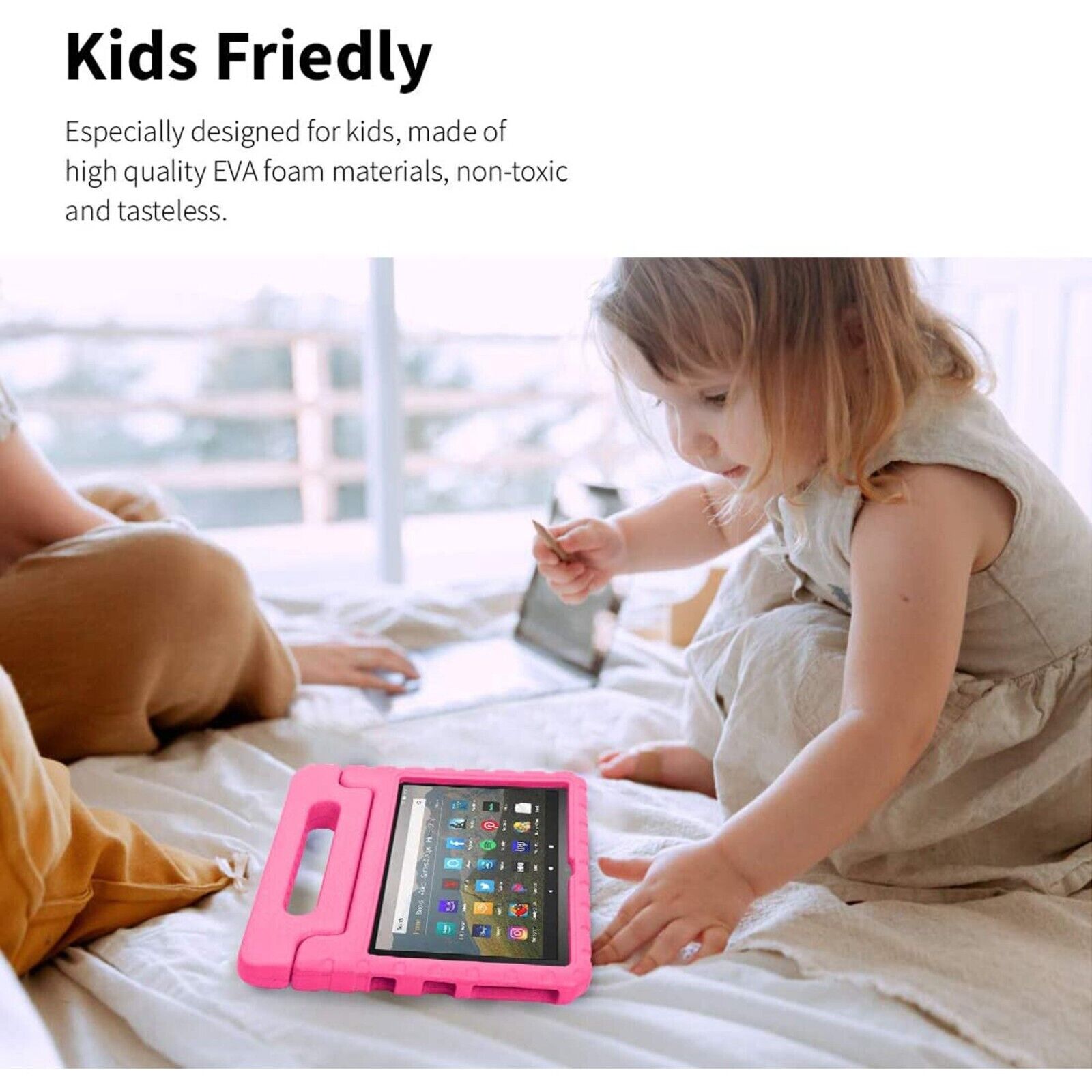 For Amazon Fire HD 8 Plus 2020 Kids Case Shockproof Cover With Stand - Pink-www.firsthelptech.ie