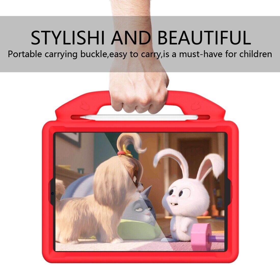 For Apple iPad 10.2 8th Gen 2020 Kids Friendly Case Shockproof Cover With Thumbs Up - Red-www.firsthelptech.ie