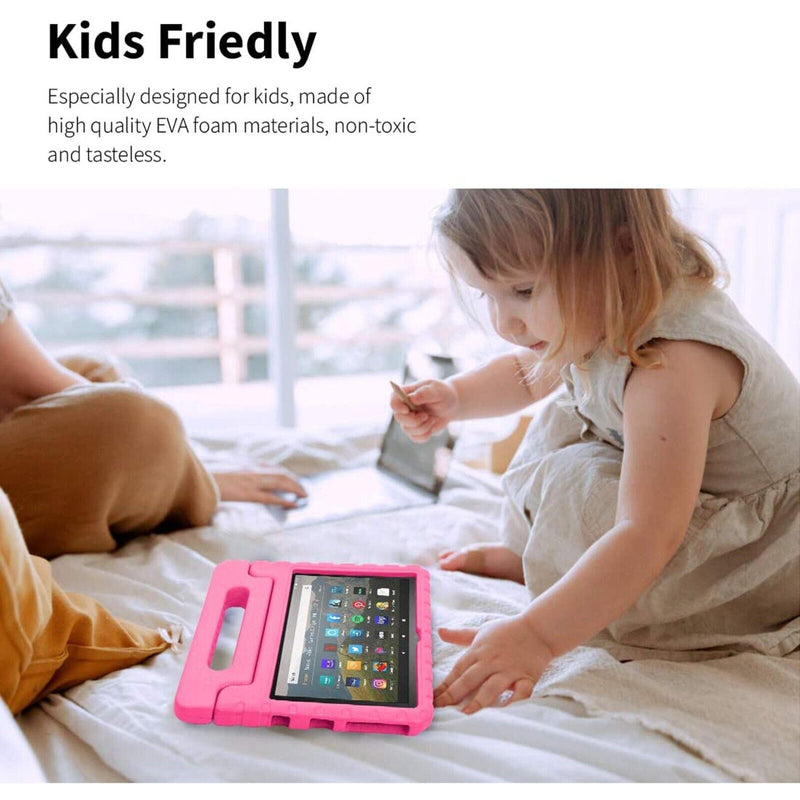 For Amazon Fire HD 8 2020 Kids Case Shockproof Cover With Stand - Pink