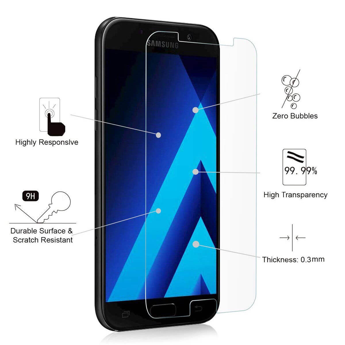 For Samsung Galaxy A7 2017 Tempered Glass