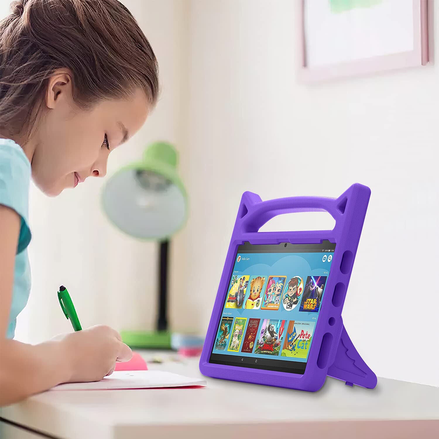 For Amazon Fire HD 10 Plus 2021 11th Gen Kids Case Shockproof Cover With Stand - Purple-www.firsthelptech.ie