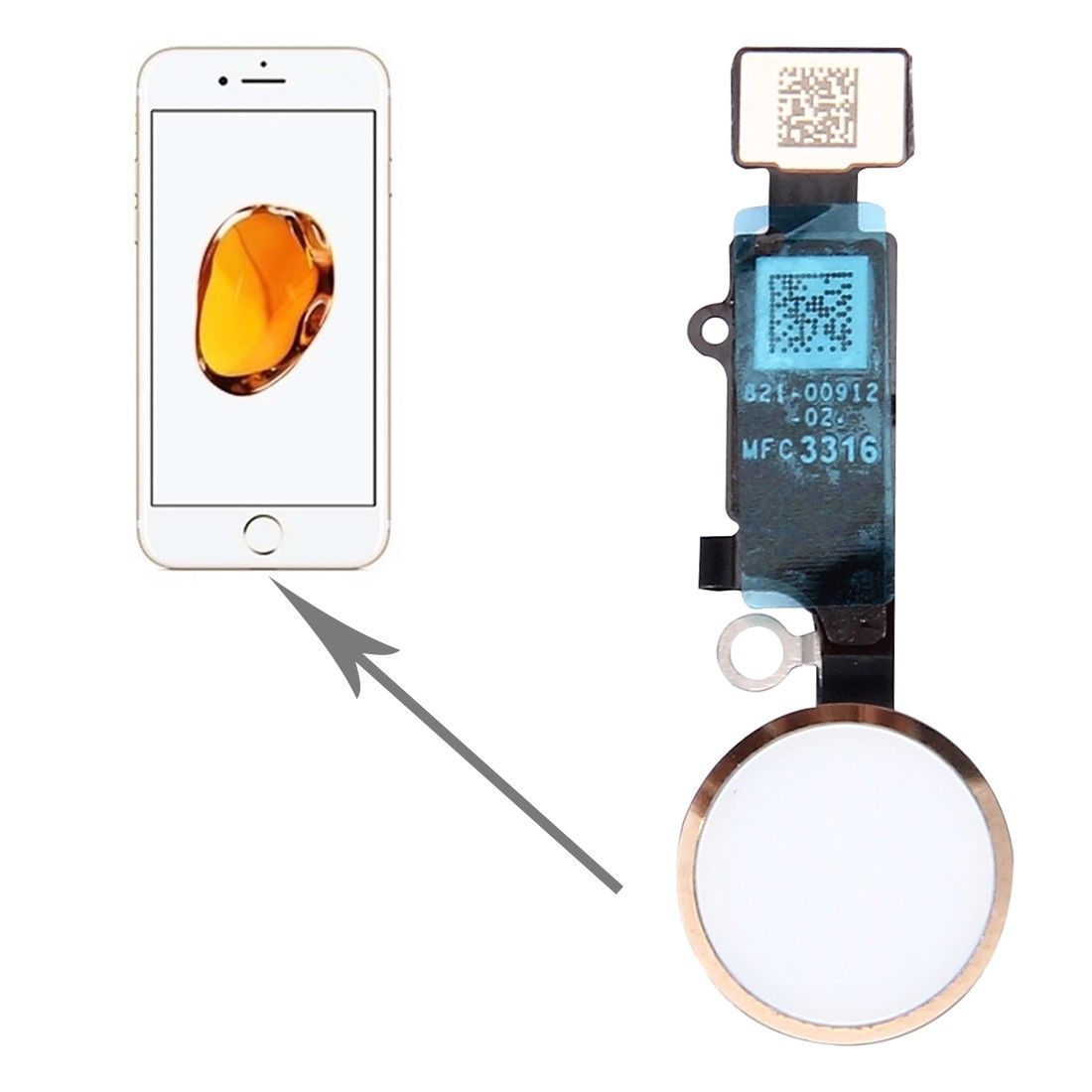 Apple iPhone 7 / 7 Plus Home Button Flex Cable - Gold for [product_price] - First Help Tech