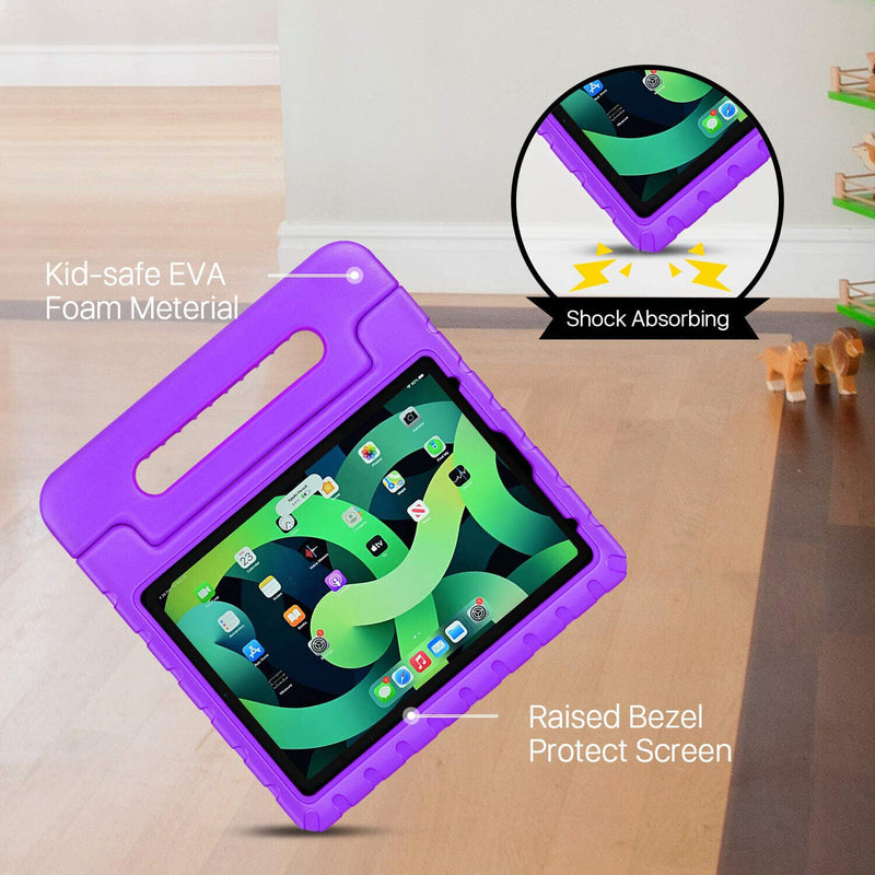 For Apple iPad Air 5 2022 5th Gen Kids Case Shockproof Cover With Stand Purple