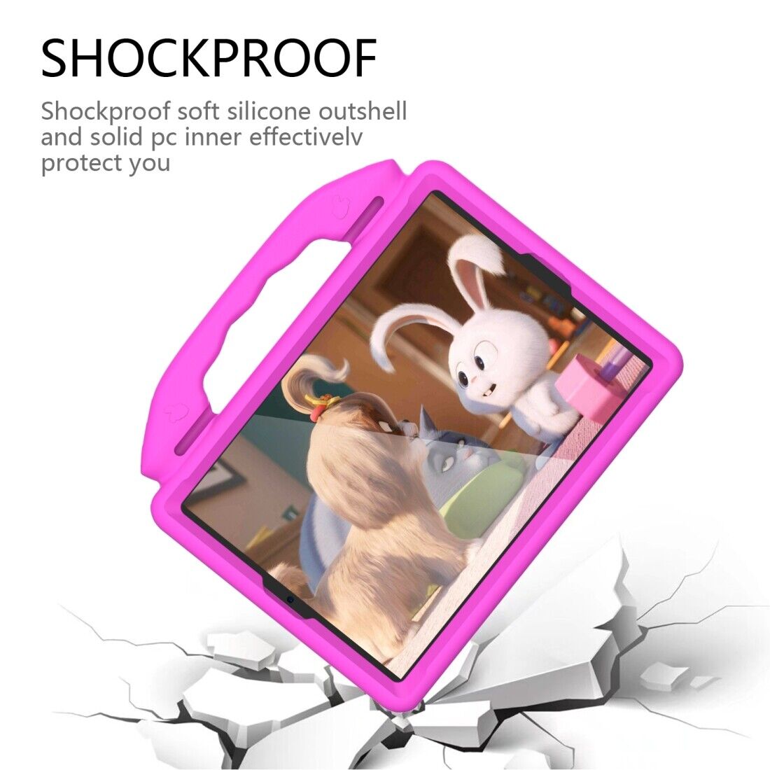 For Apple iPad 10.2 8th Gen 2020 Kids Friendly Case Shockproof Cover With Thumbs Up - Pink-www.firsthelptech.ie